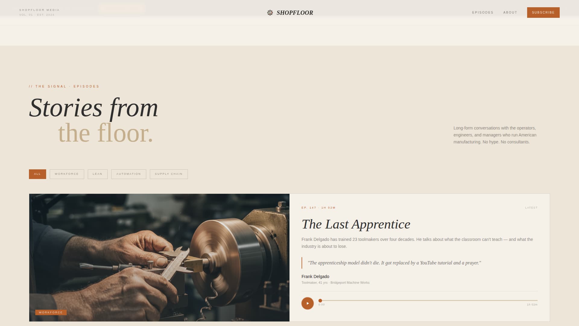 Shopfloor - Authoritative Manufacturing Landing Page Template