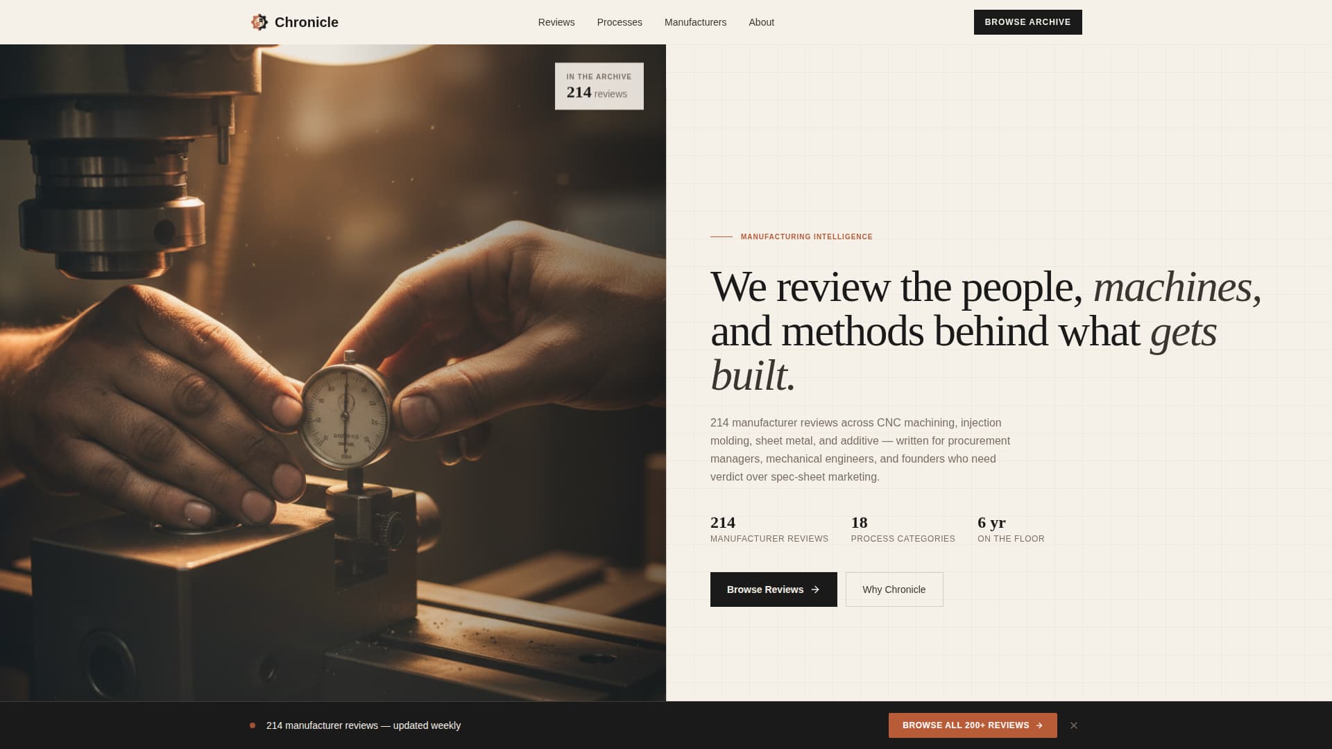 Chronicle - Trusted Manufacturing Landing Page Template