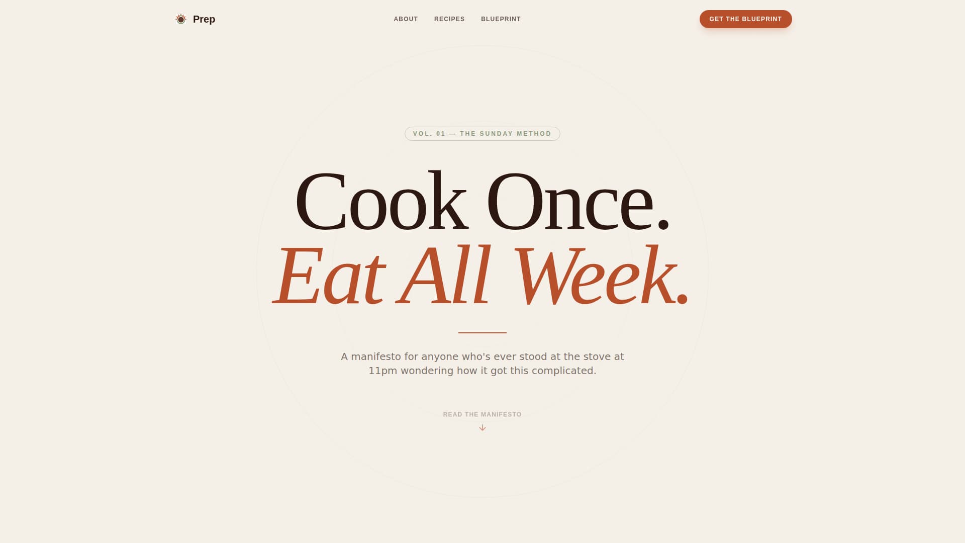 Prep - Manifesto Meal Prep Landing Page Template
