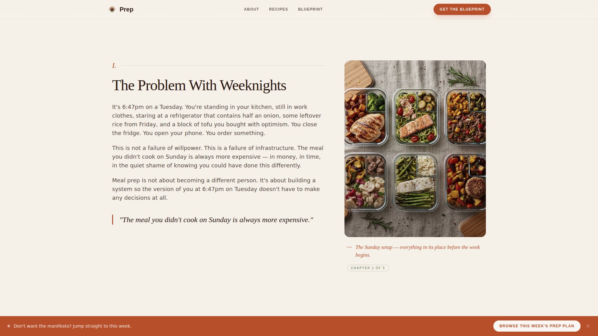 Prep - Manifesto Meal Prep Landing Page Template