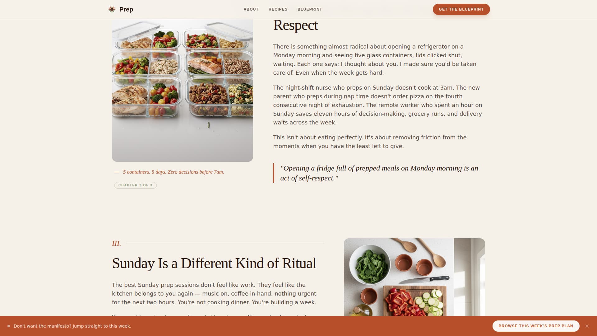 Prep - Manifesto Meal Prep Landing Page Template