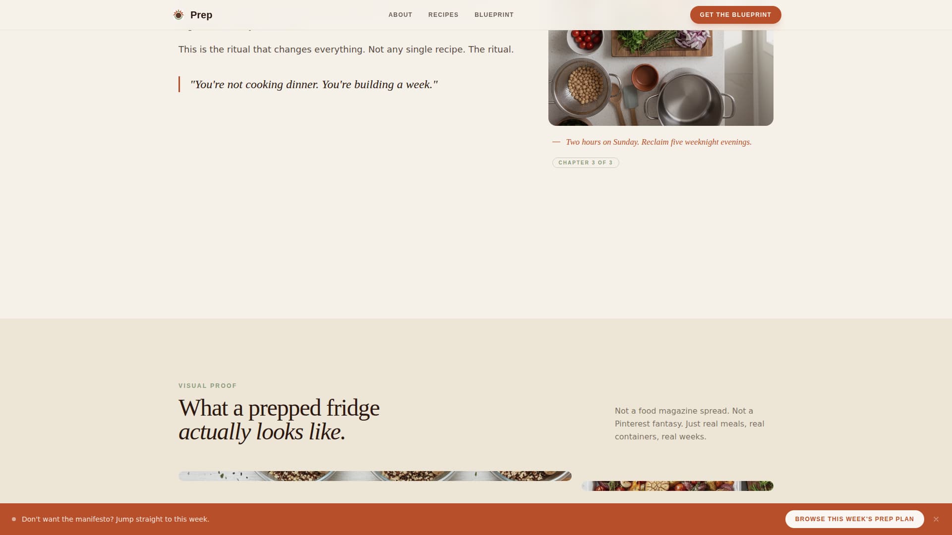Prep - Manifesto Meal Prep Landing Page Template