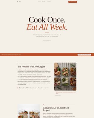Prep - Manifesto Meal Prep Landing Page Template