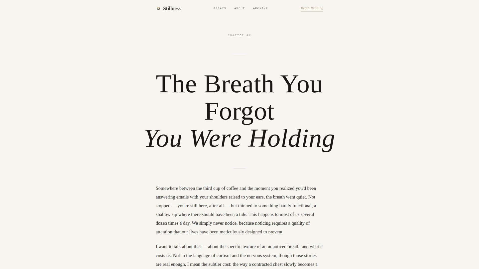 Stillness - Contemplative Mindfulness Landing Page Template