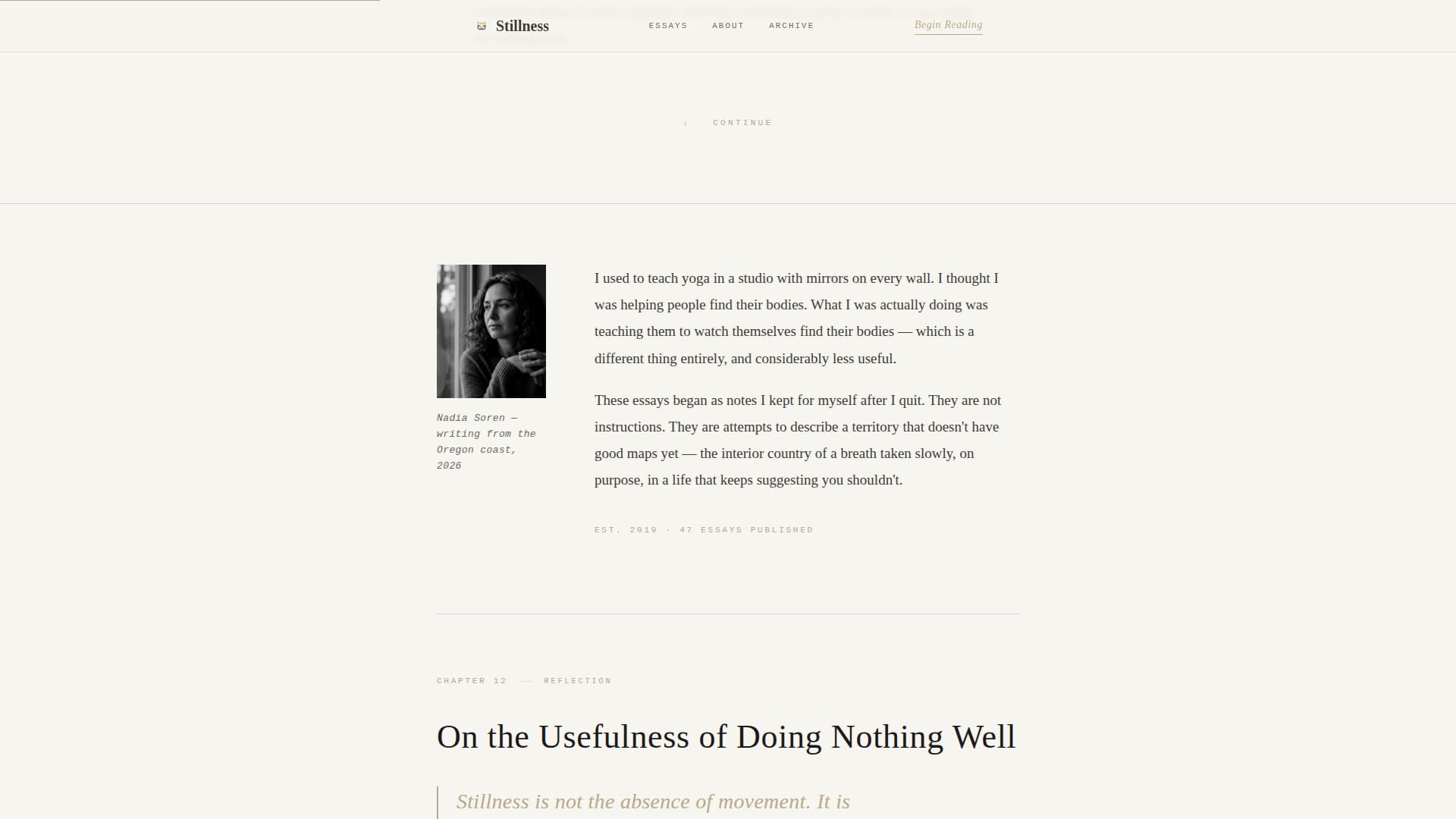 Stillness - Contemplative Mindfulness Landing Page Template