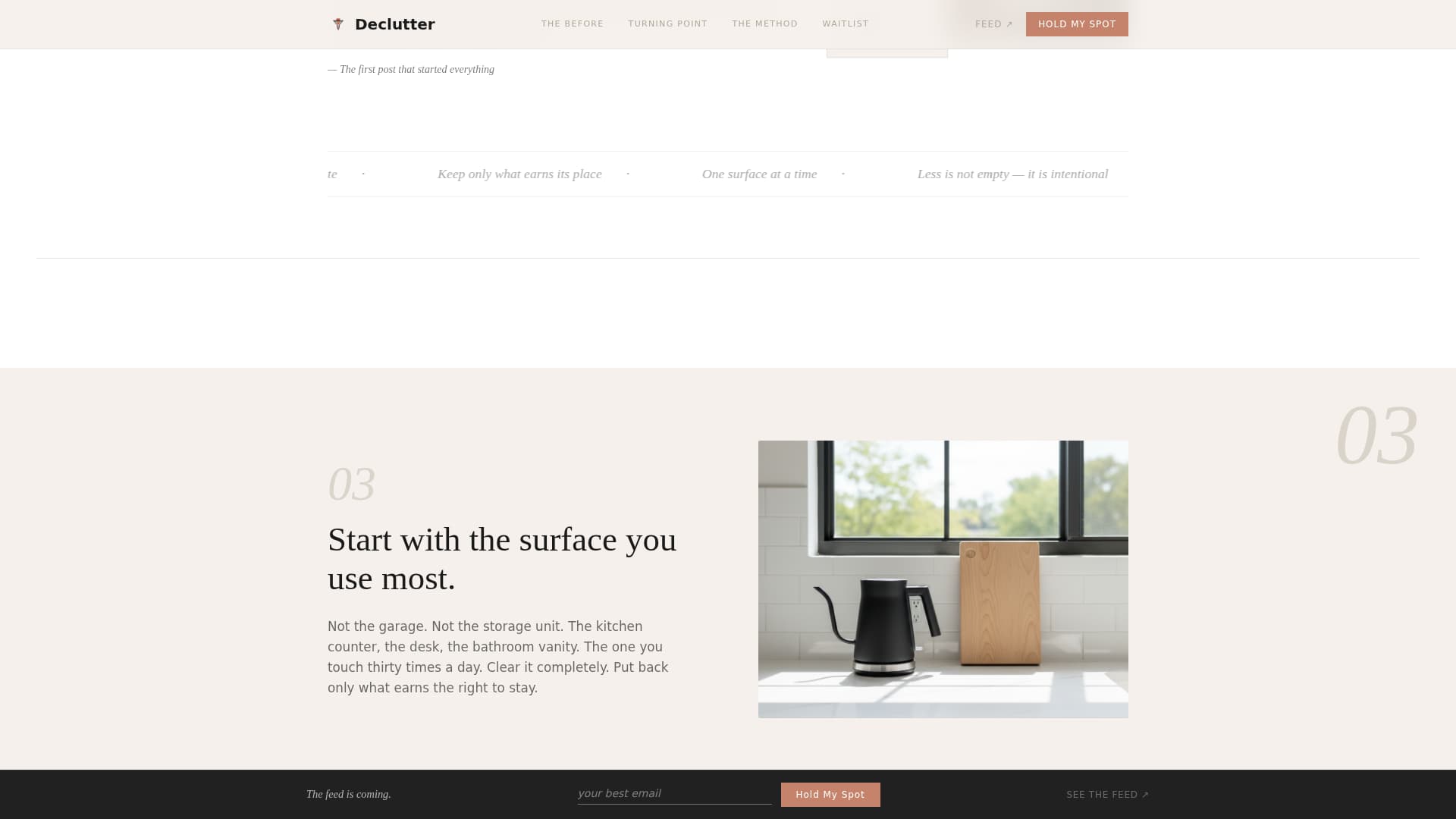 Declutter - Intentional Minimalism Landing Page Template