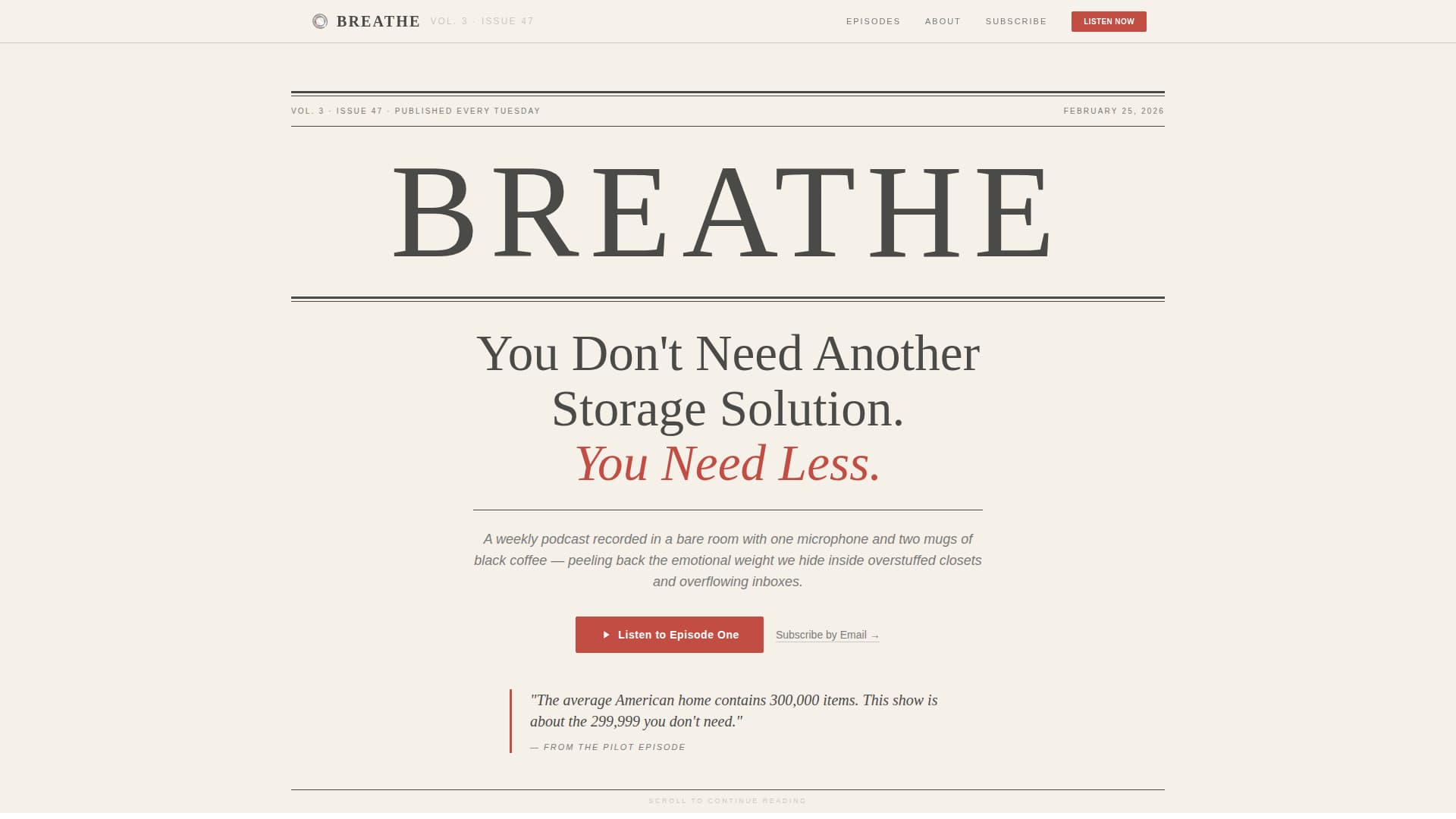 Breathe - Intentional Decluttering Landing Page Template