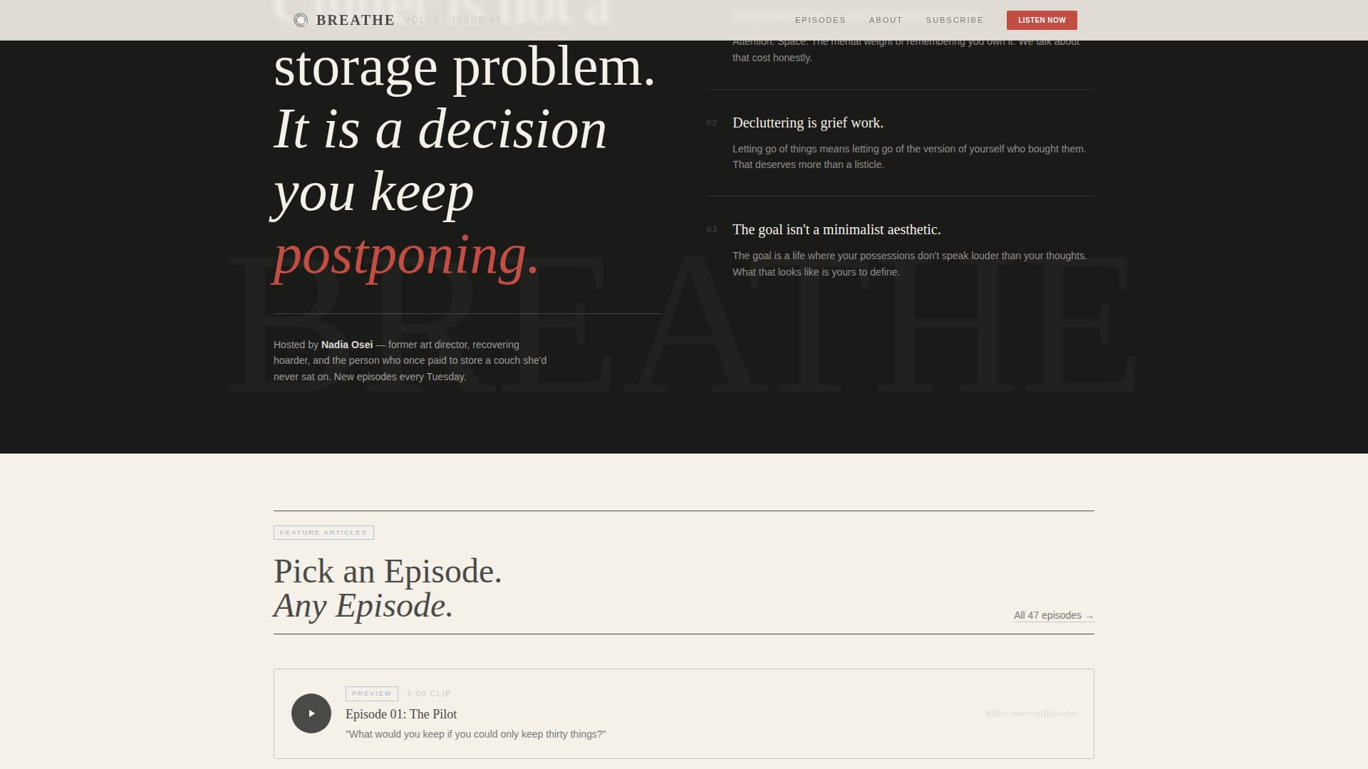 Breathe - Intentional Decluttering Landing Page Template