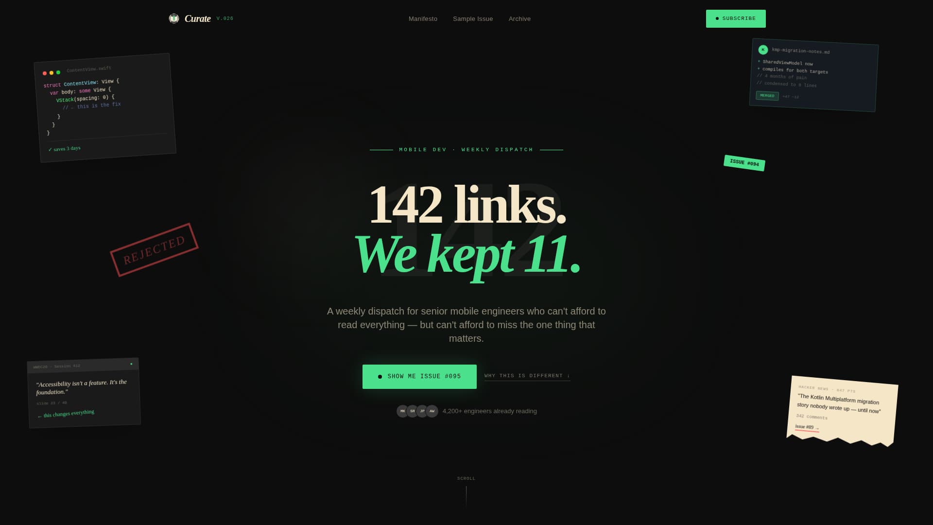 Curate - Cinematic Mobile Development Landing Page Template