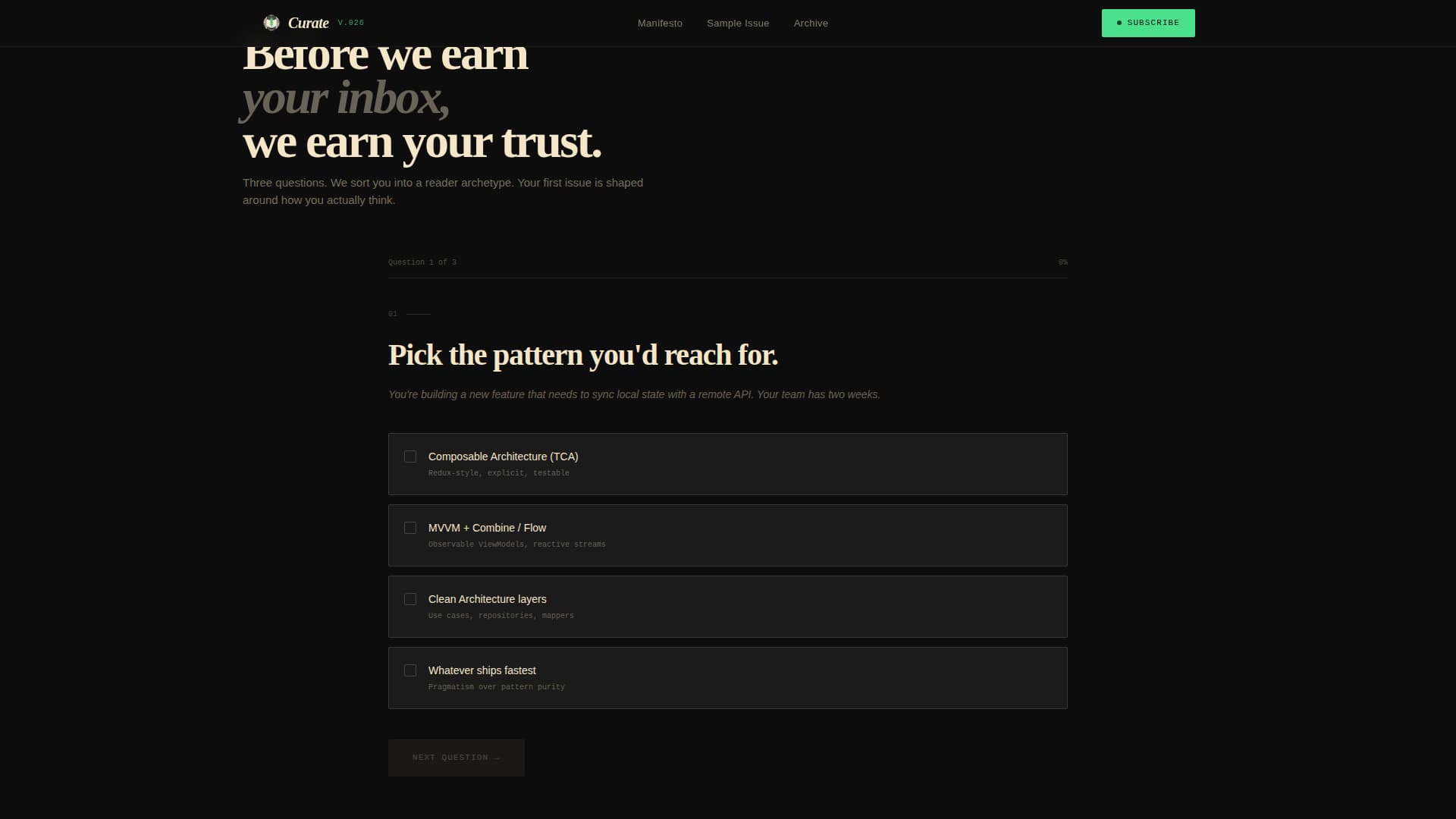 Curate - Cinematic Mobile Development Landing Page Template