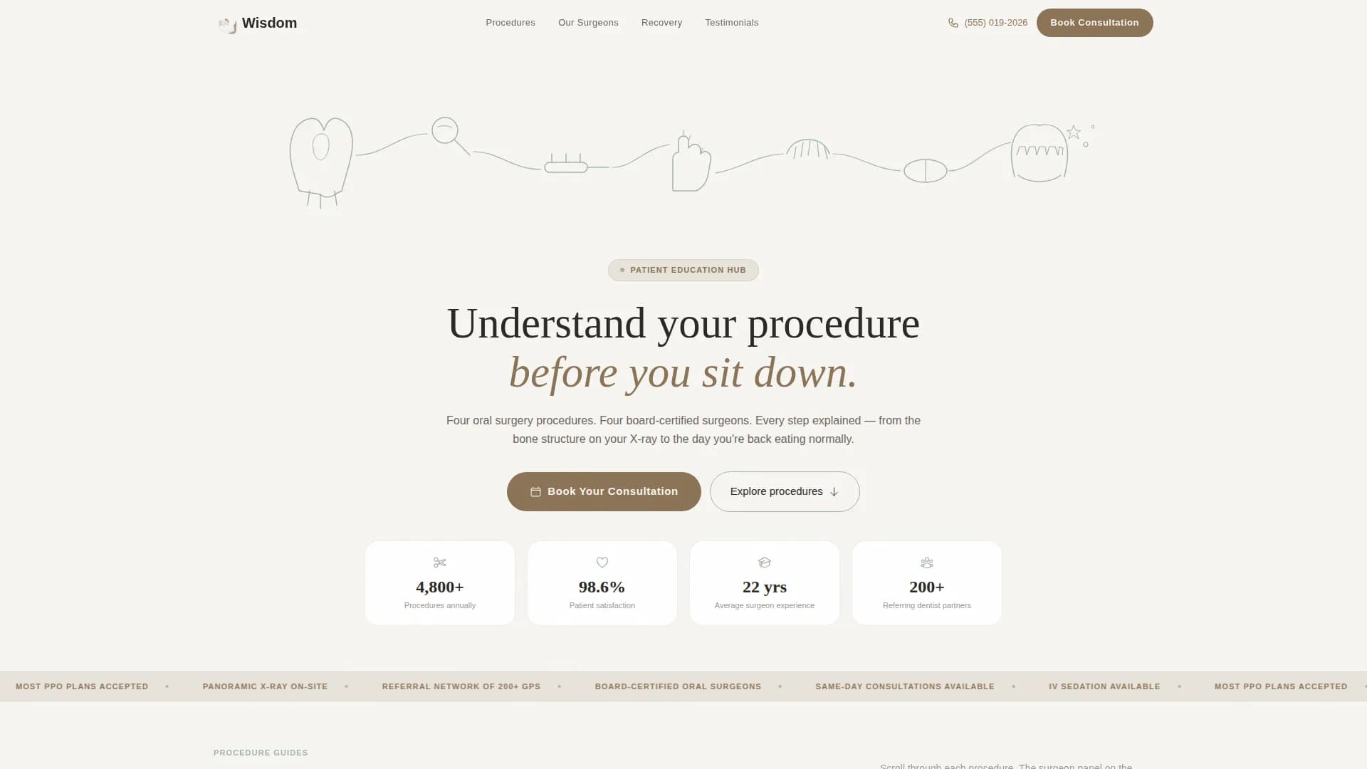 Wisdom - Calming Oral Surgeon Landing Page Template