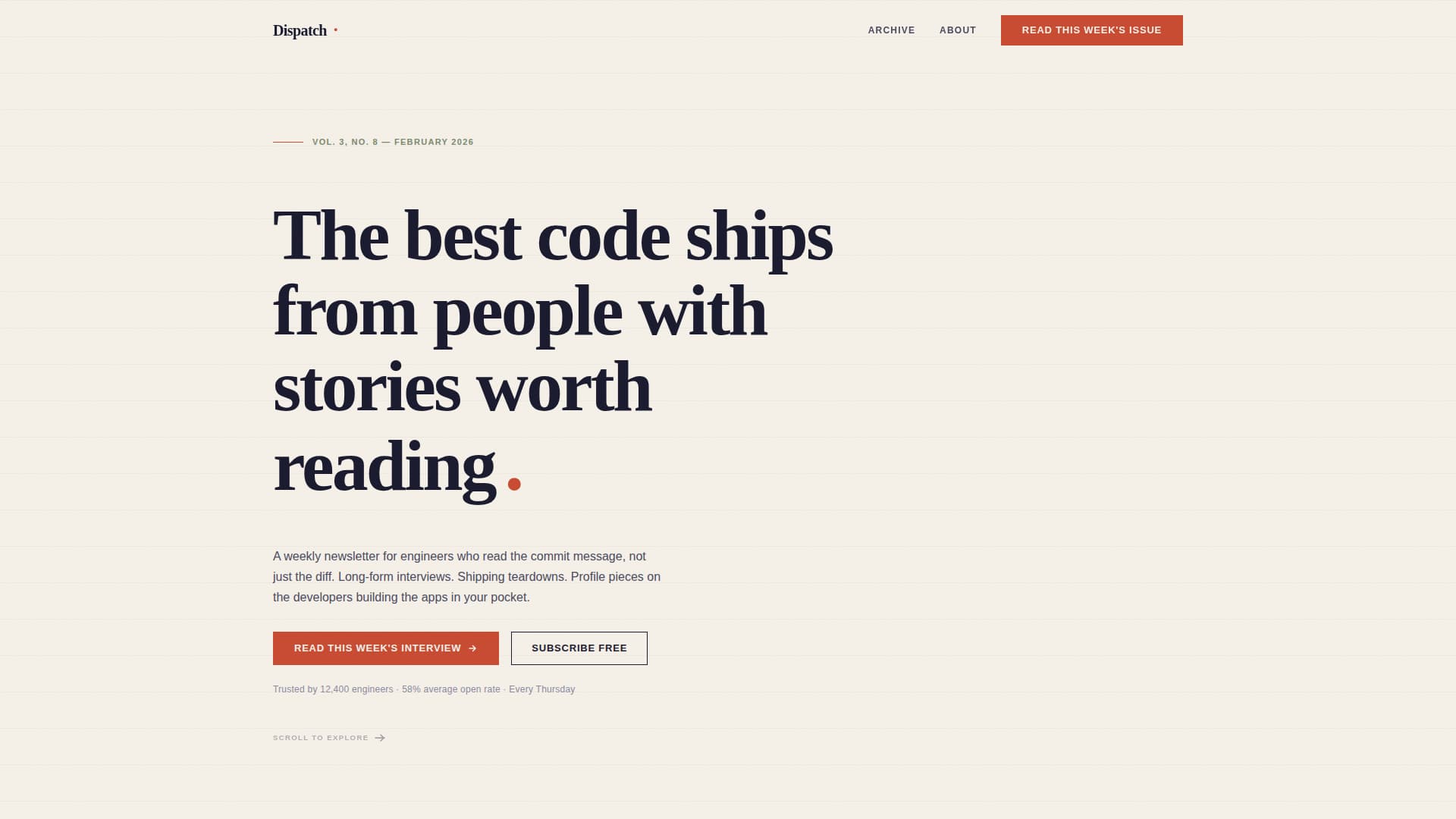Dispatch - Artisan Developer Landing Page Template