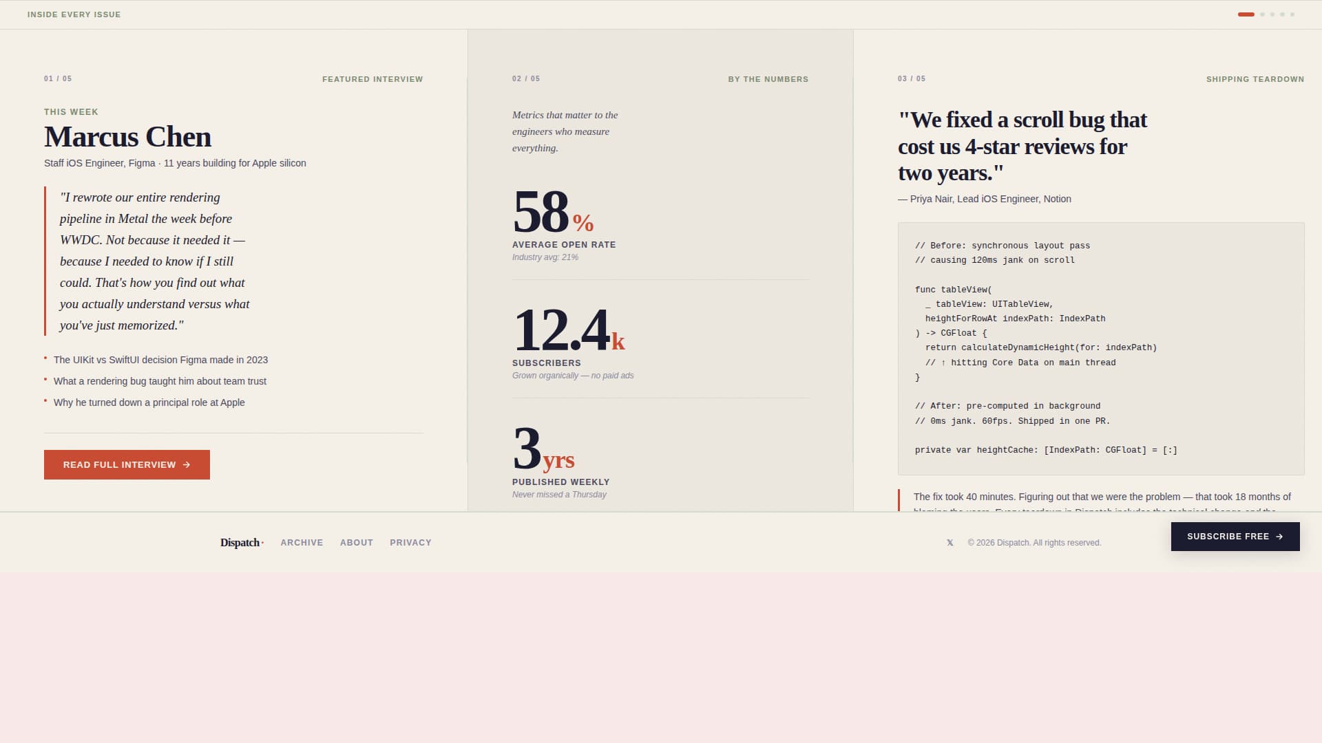 Dispatch - Artisan Developer Landing Page Template
