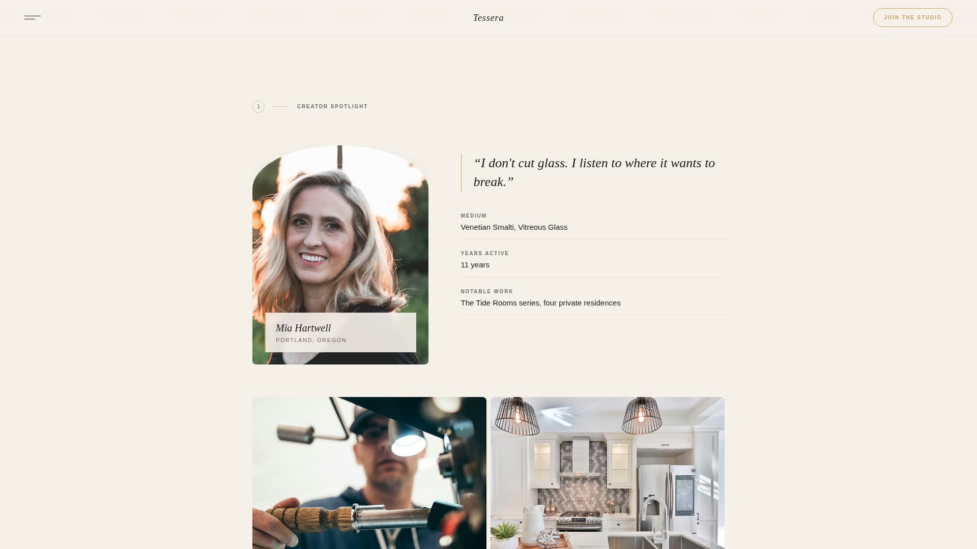 Tessera - Artisan Mosaic Landing Page Template