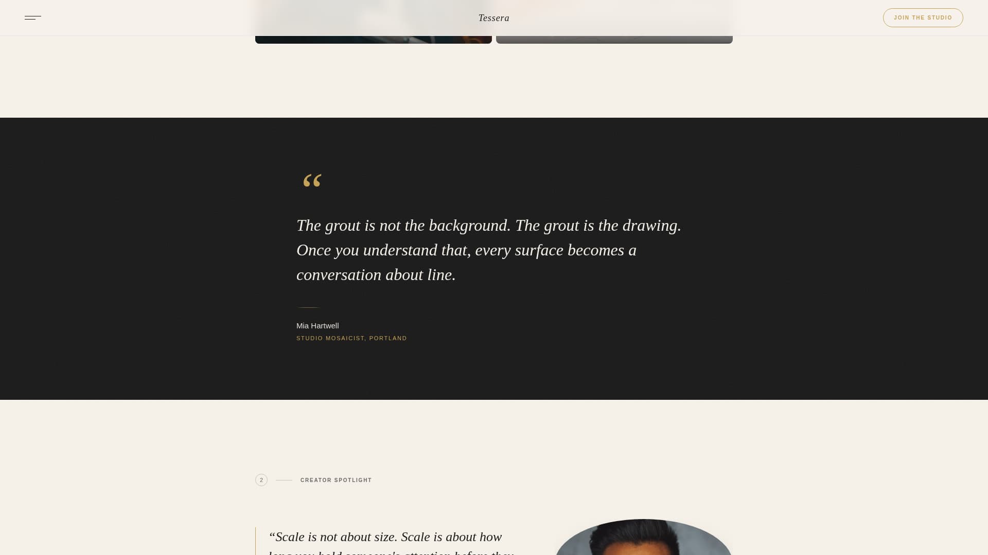 Tessera - Artisan Mosaic Landing Page Template