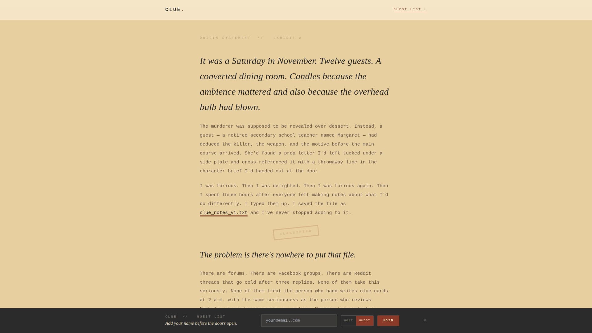 Clue - Captivating Mystery Landing Page Template