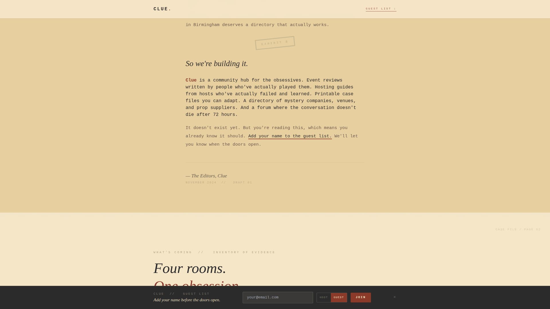 Clue - Captivating Mystery Landing Page Template