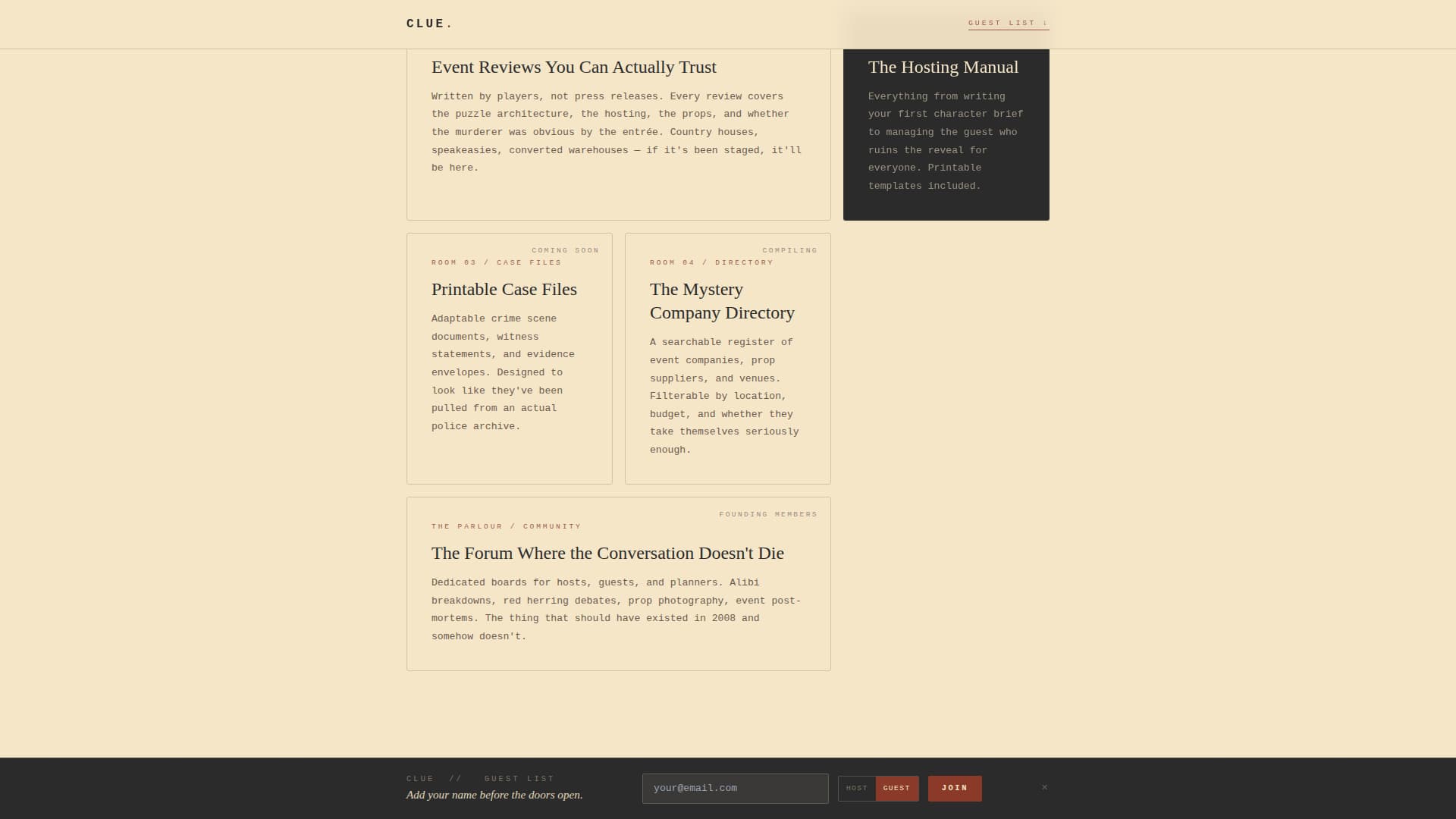 Clue - Captivating Mystery Landing Page Template