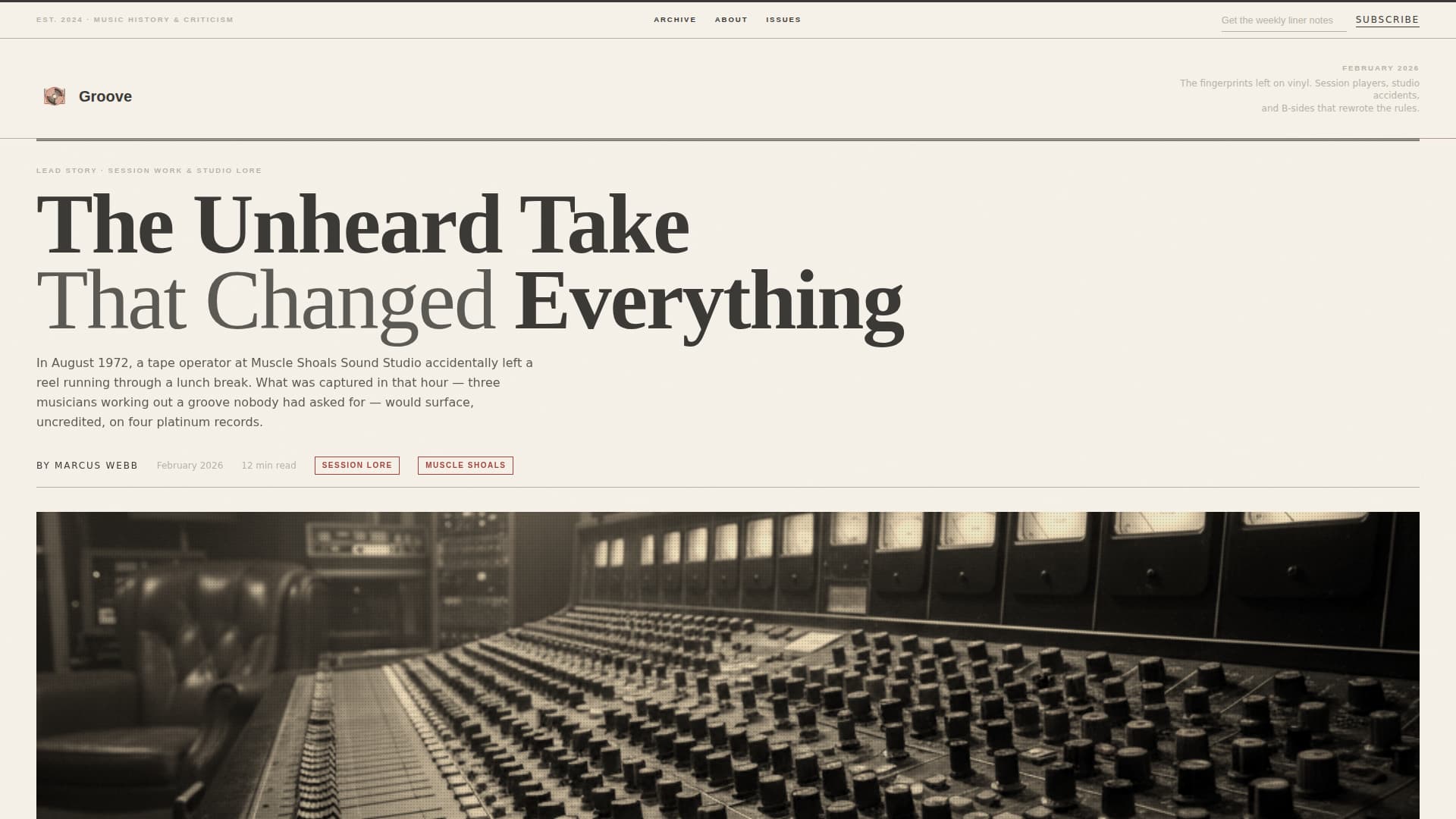 Groove - Timeless Music History Landing Page Template