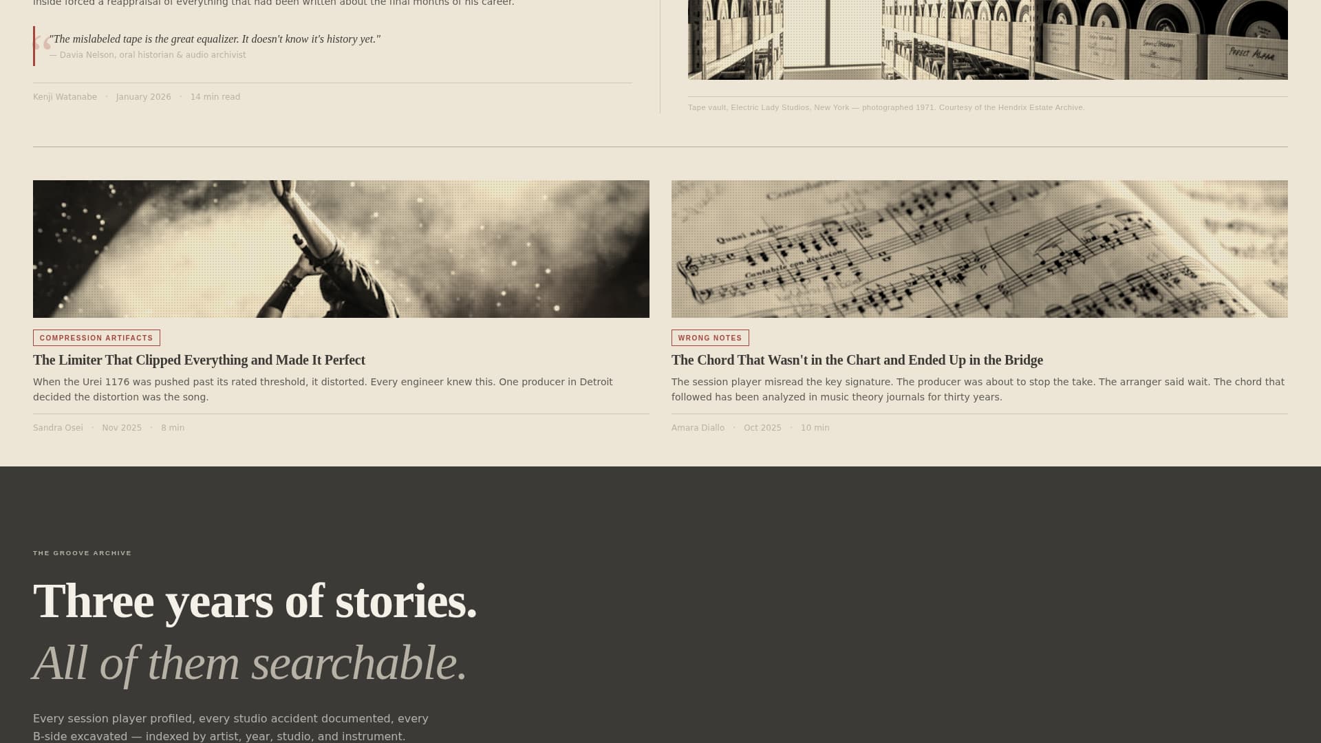 Groove - Timeless Music History Landing Page Template