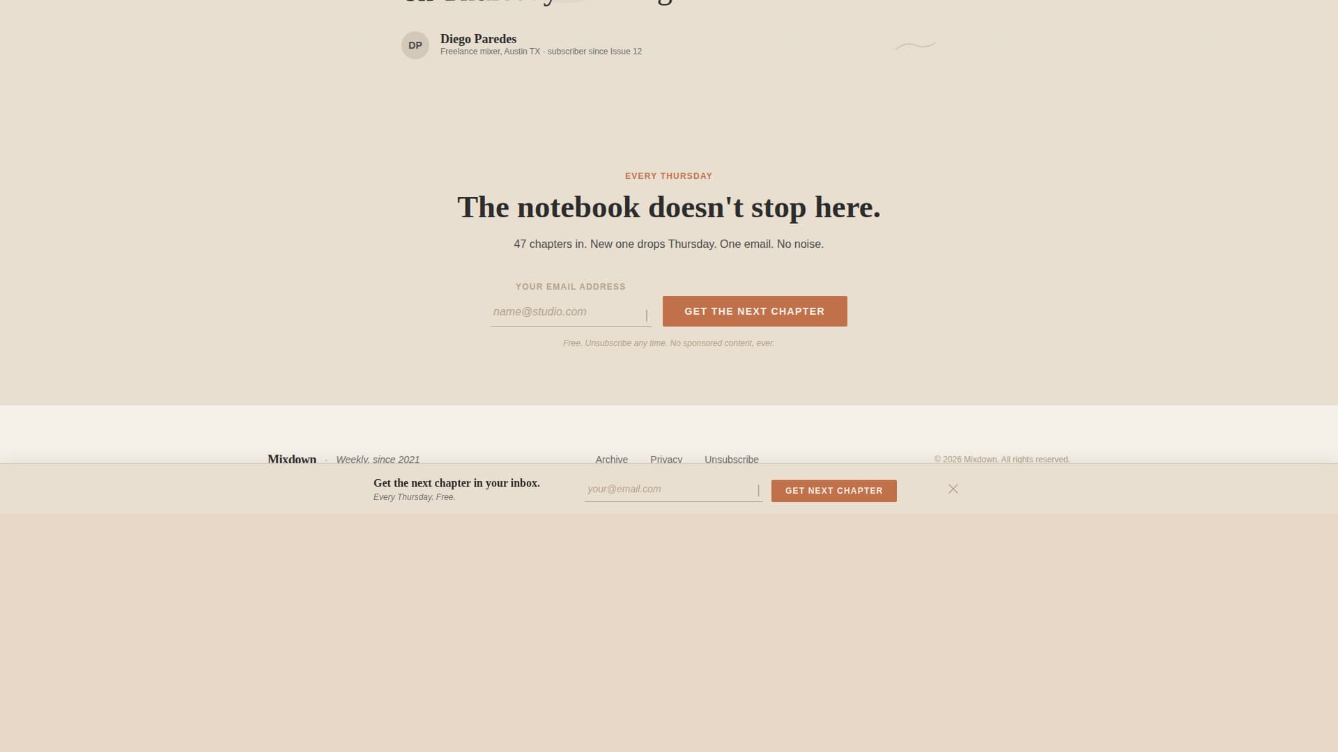 Mixdown - Authoritative Music Production Landing Page Template