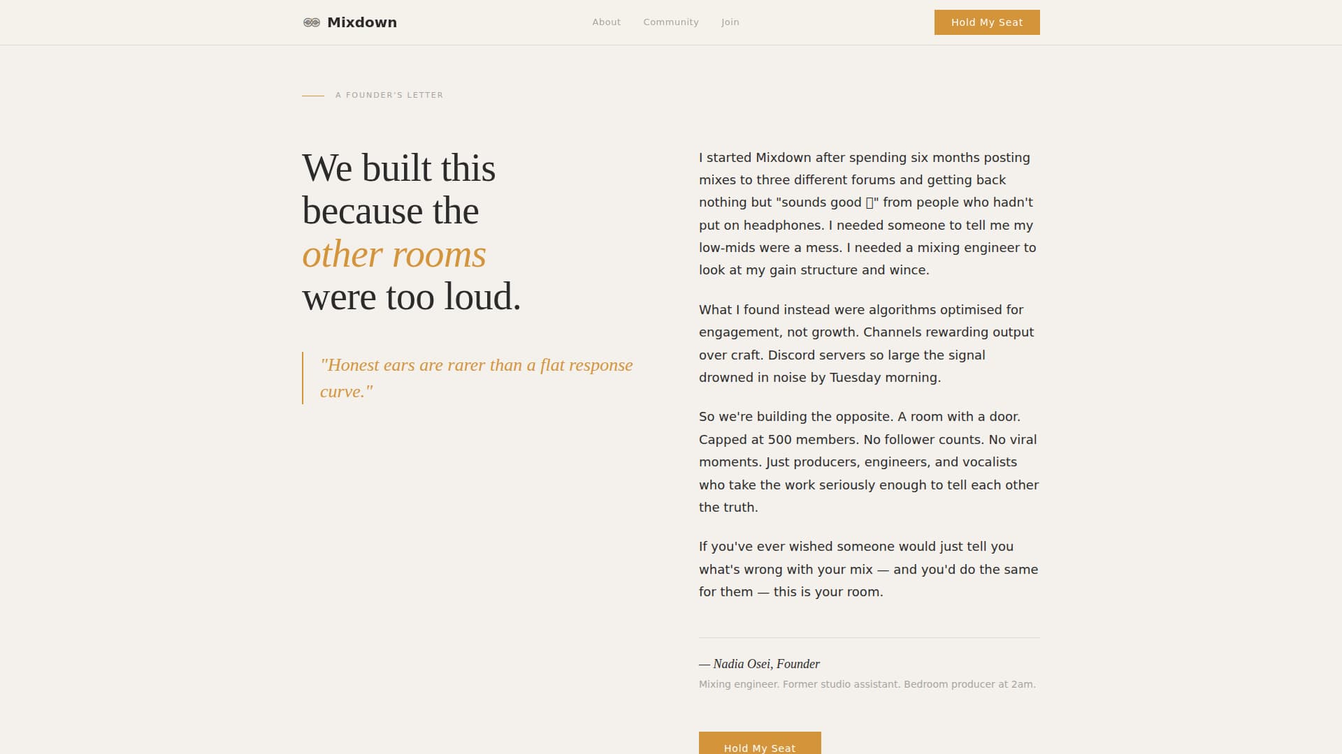 Mixdown - Editorial Music Landing Page Template