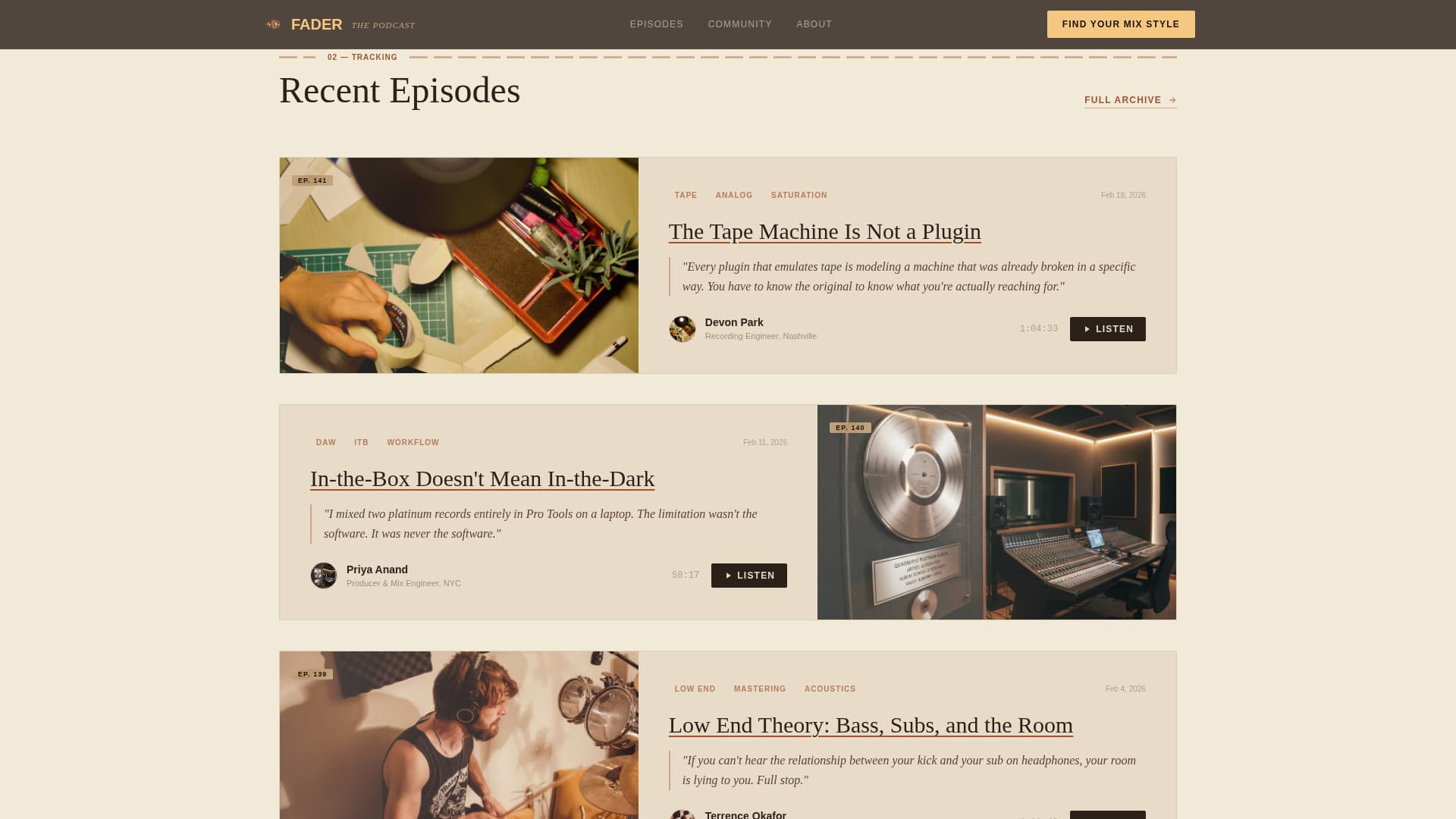Fader - Immersive Podcast Landing Page Template