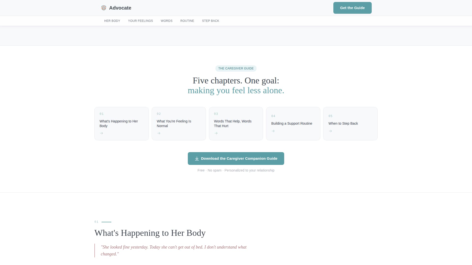 Advocate - Empowering Caregiver Landing Page Template