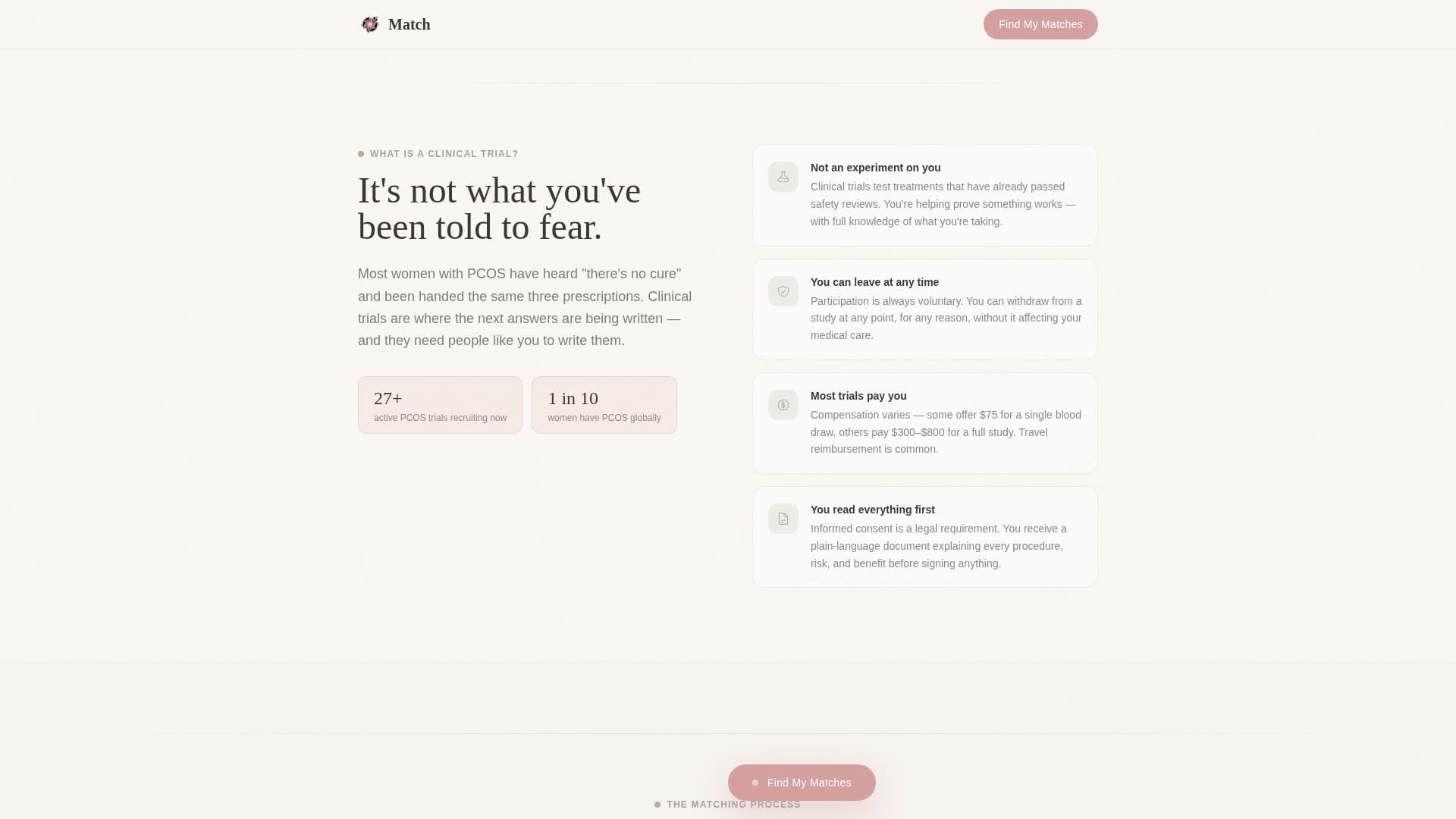 Match - Empowering PCOS Landing Page Template