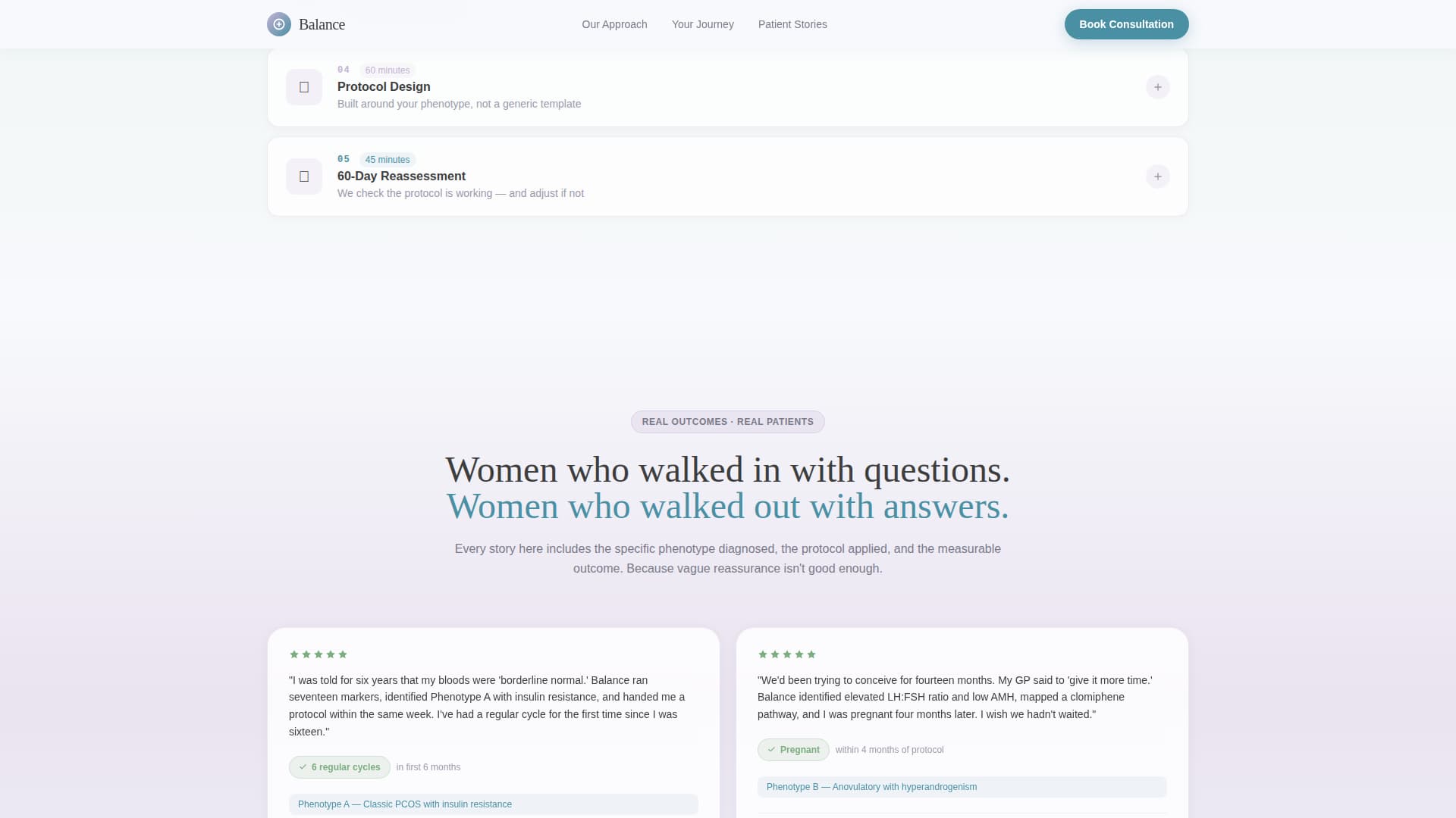 Balance - Trusted PCOS Specialist Landing Page Template