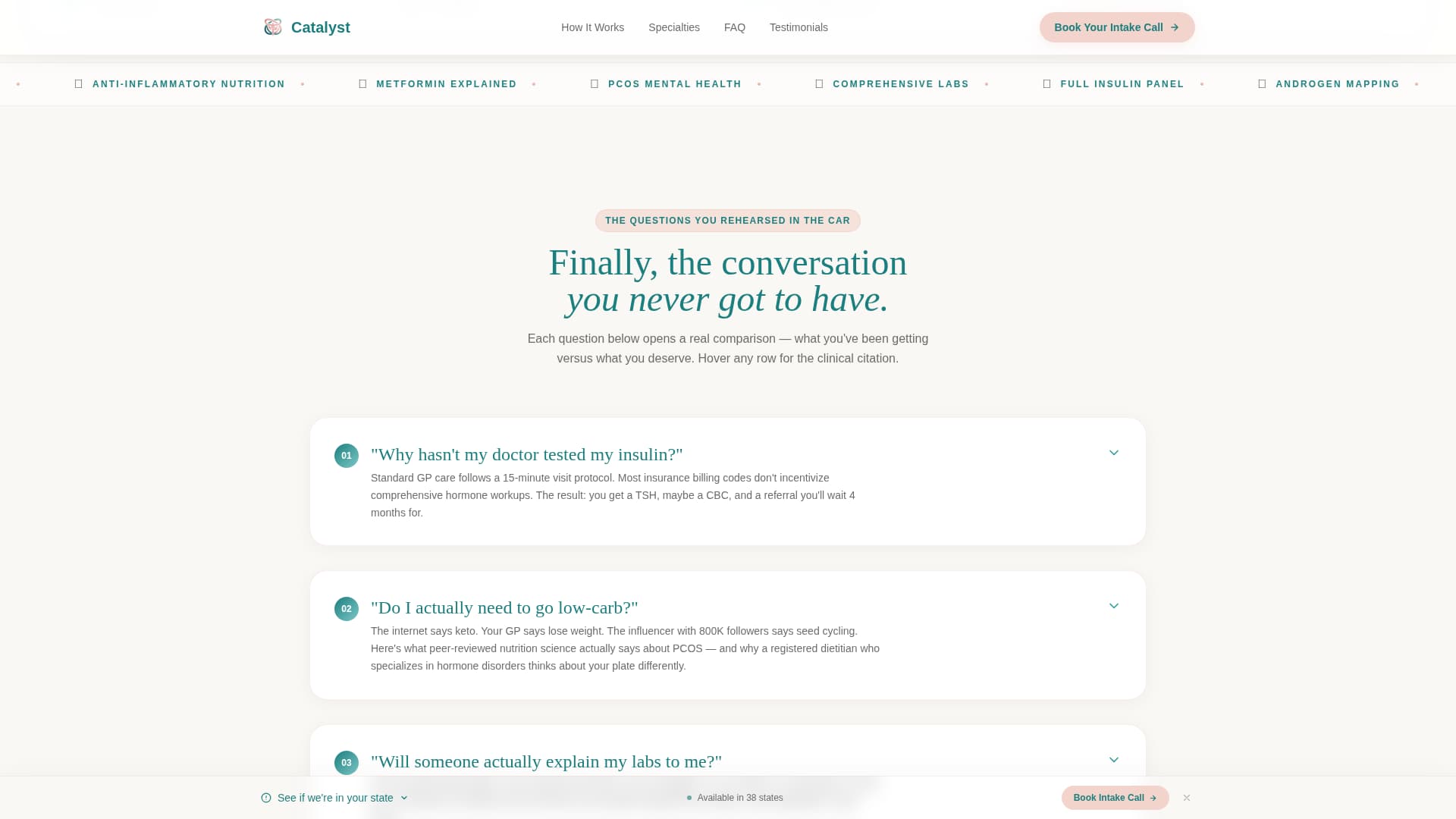 Catalyst - Trusted PCOS Landing Page Template