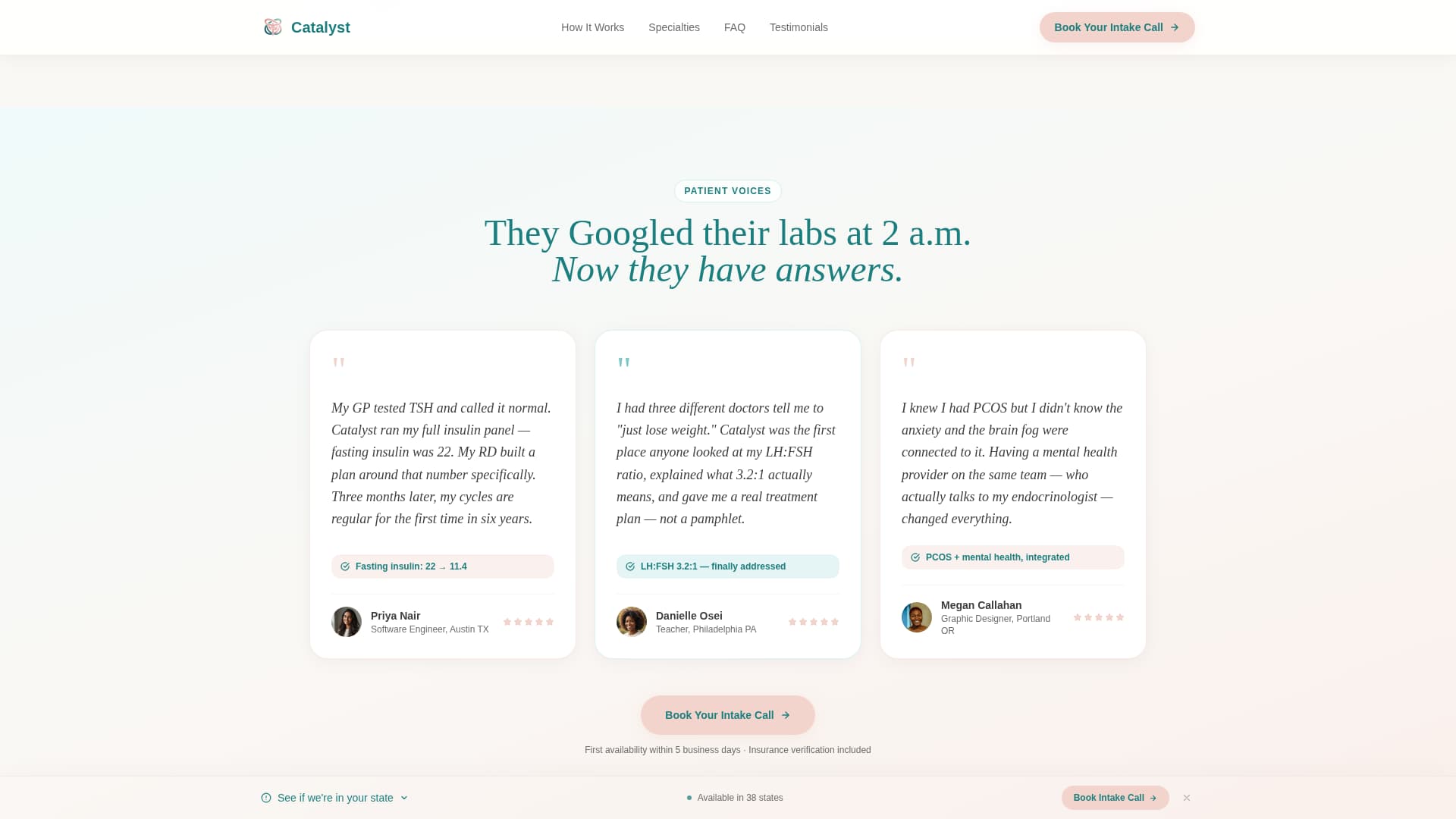 Catalyst - Trusted PCOS Landing Page Template