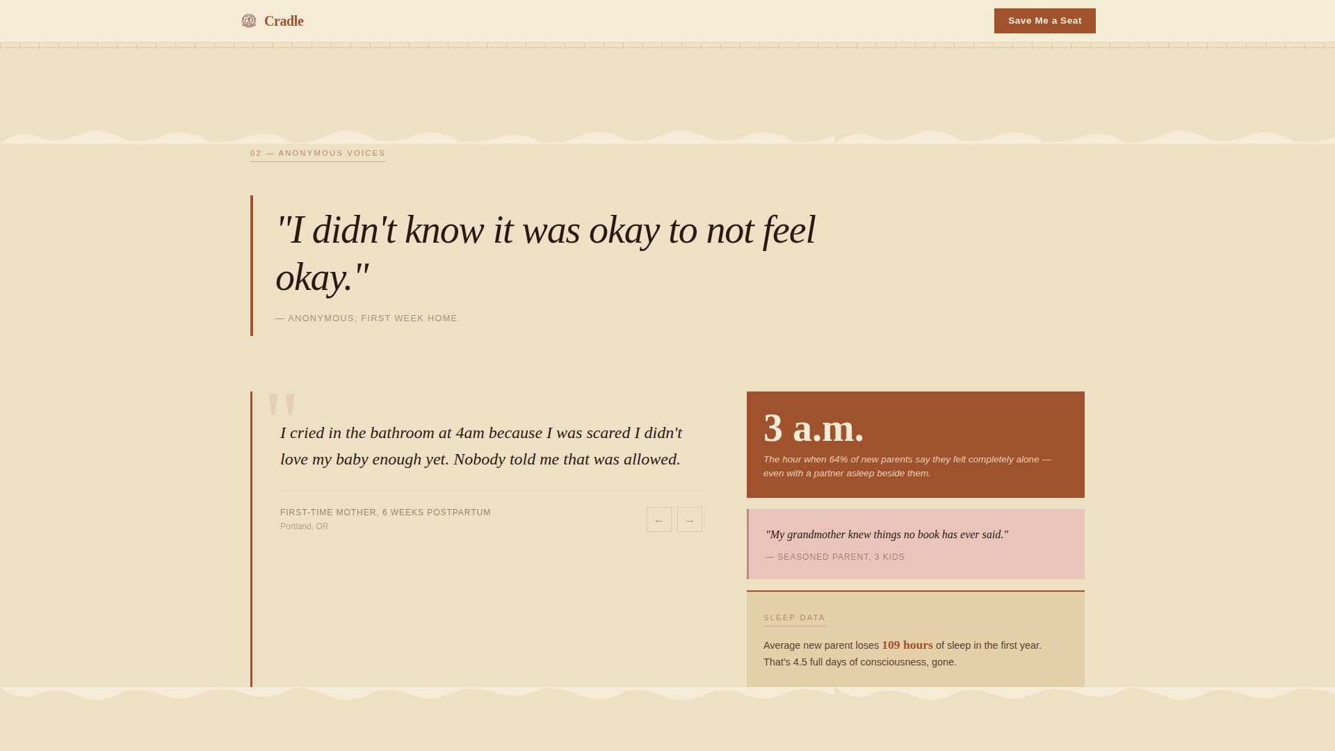 Cradle - Heartfelt Parenting Landing Page Template