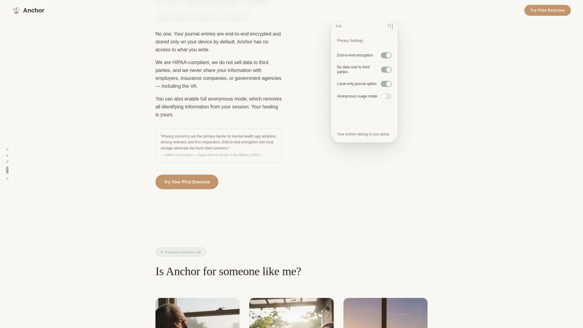 Anchor - Compassionate PTSD Landing Page Template