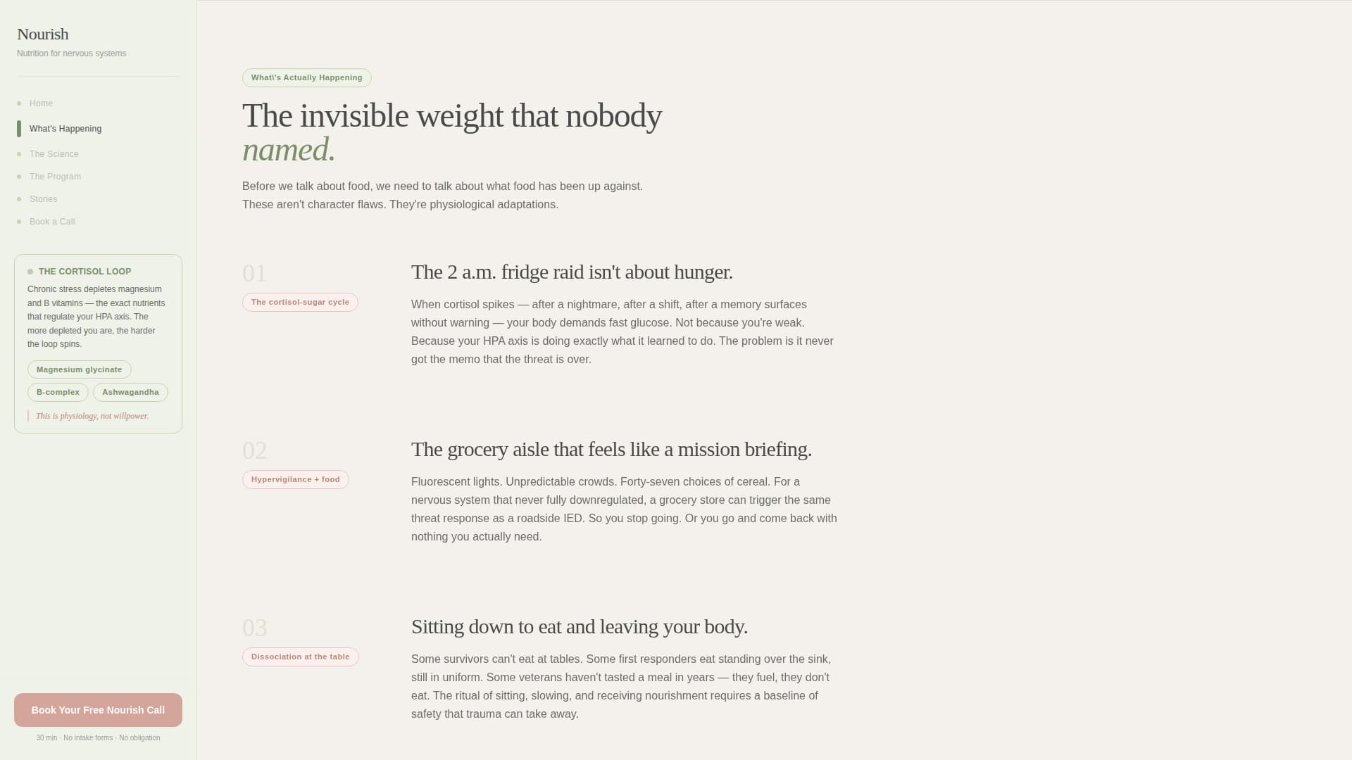 Nourish - Healing PTSD Nutrition Landing Page Template