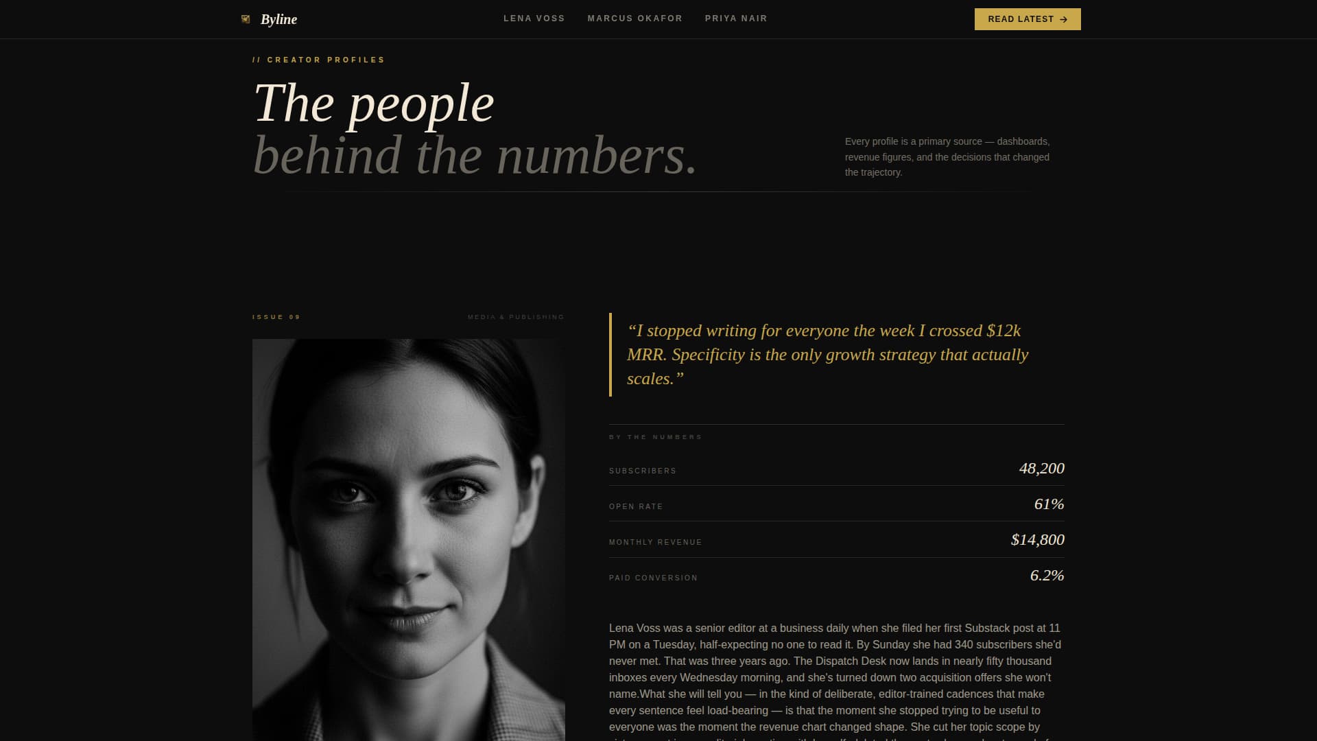 Byline - Cinematic Newsletter Landing Page Template