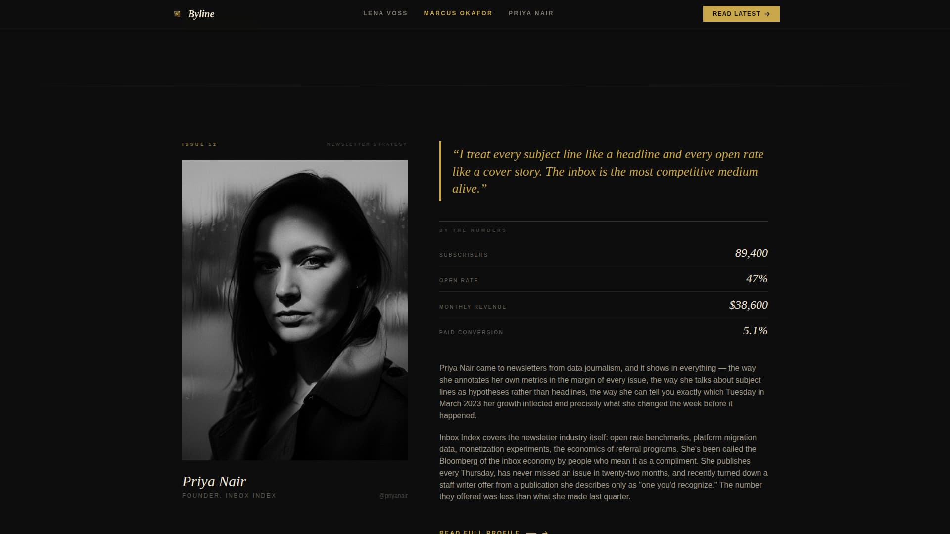 Byline - Cinematic Newsletter Landing Page Template