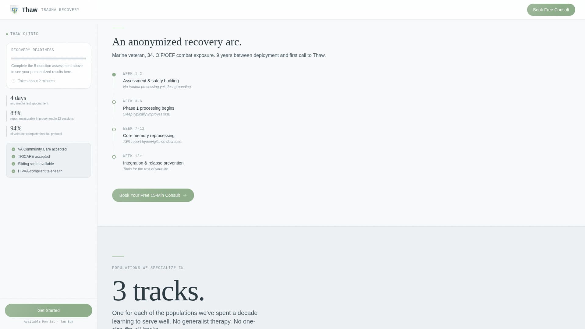 Thaw - Calming PTSD Specialist Landing Page Template