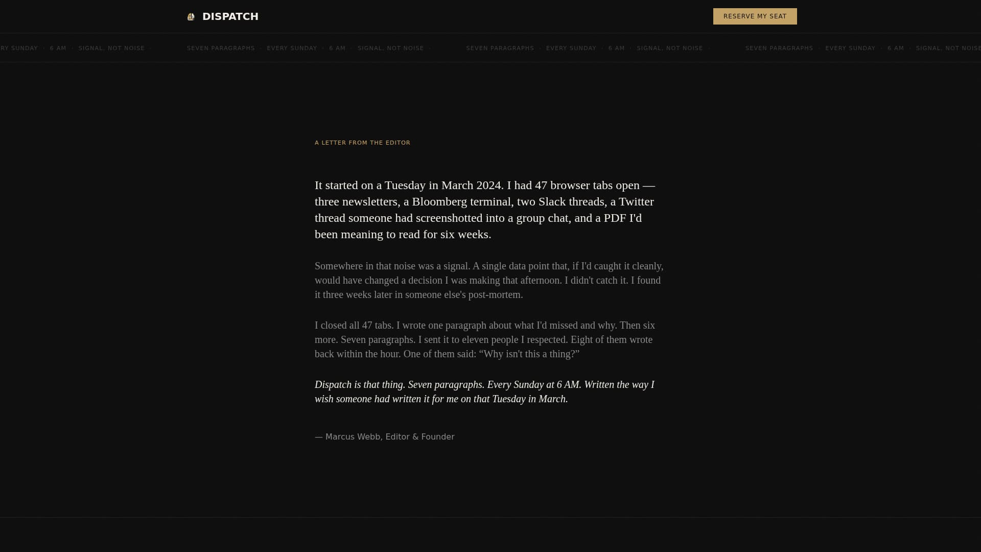 Dispatch — Expert Newsletter Landing Page Template