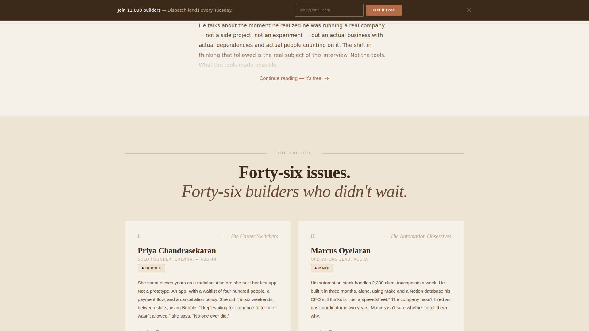 Dispatch - Curated No-Code Landing Page Template