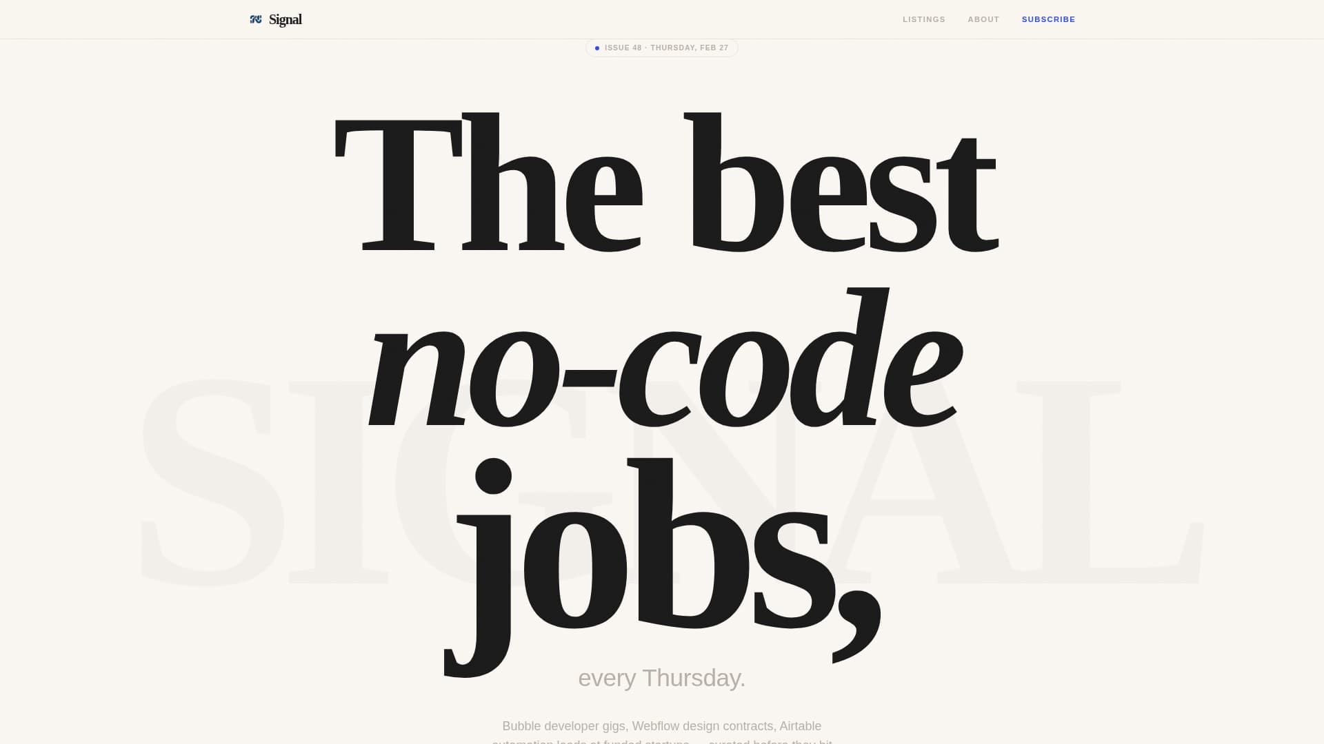 Signal - Curated No-Code Landing Page Template