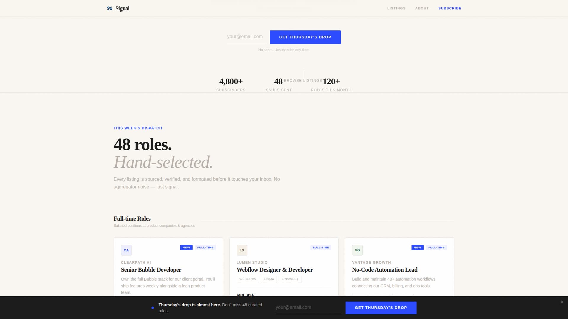 Signal - Curated No-Code Landing Page Template