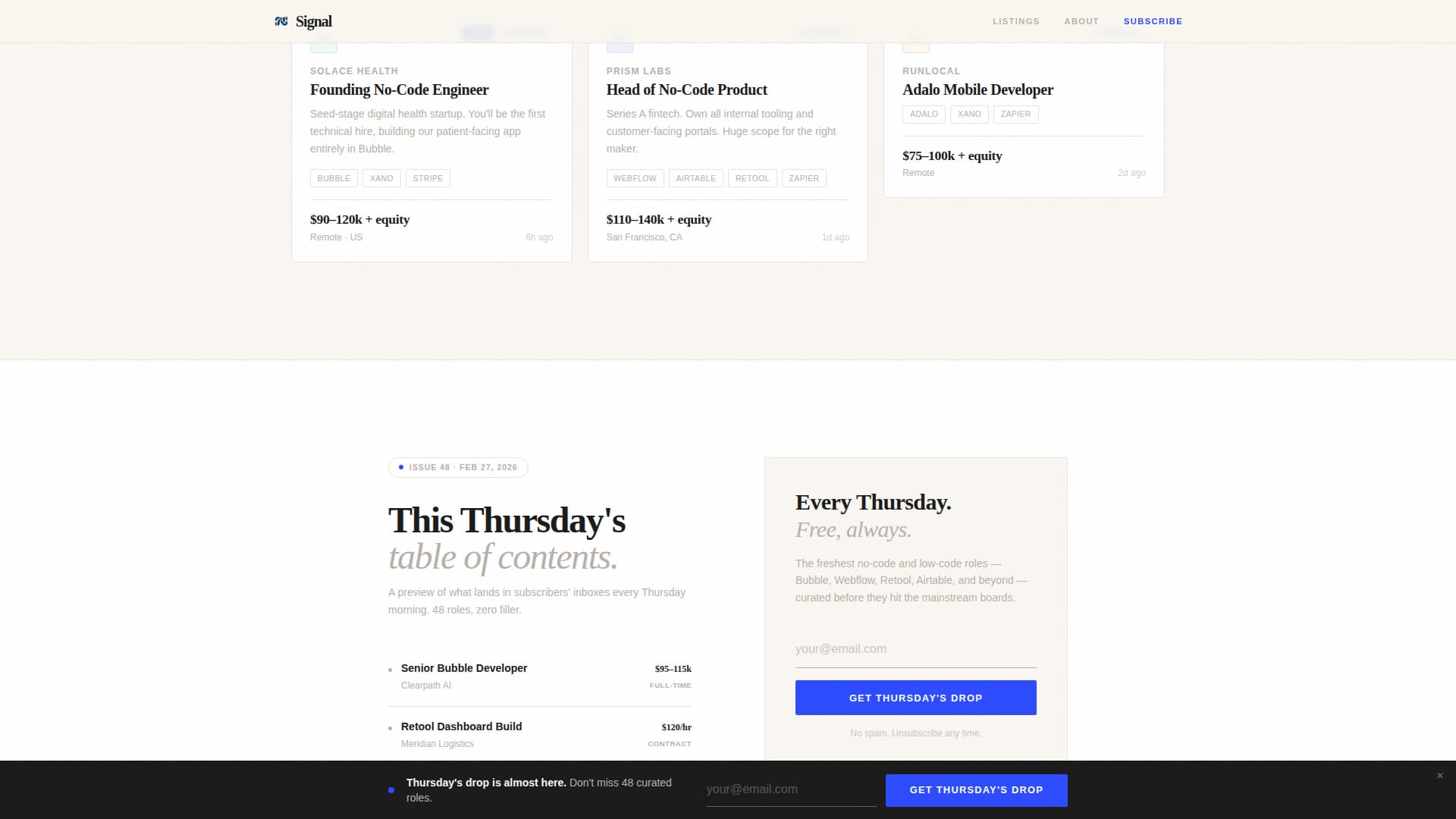 Signal - Curated No-Code Landing Page Template