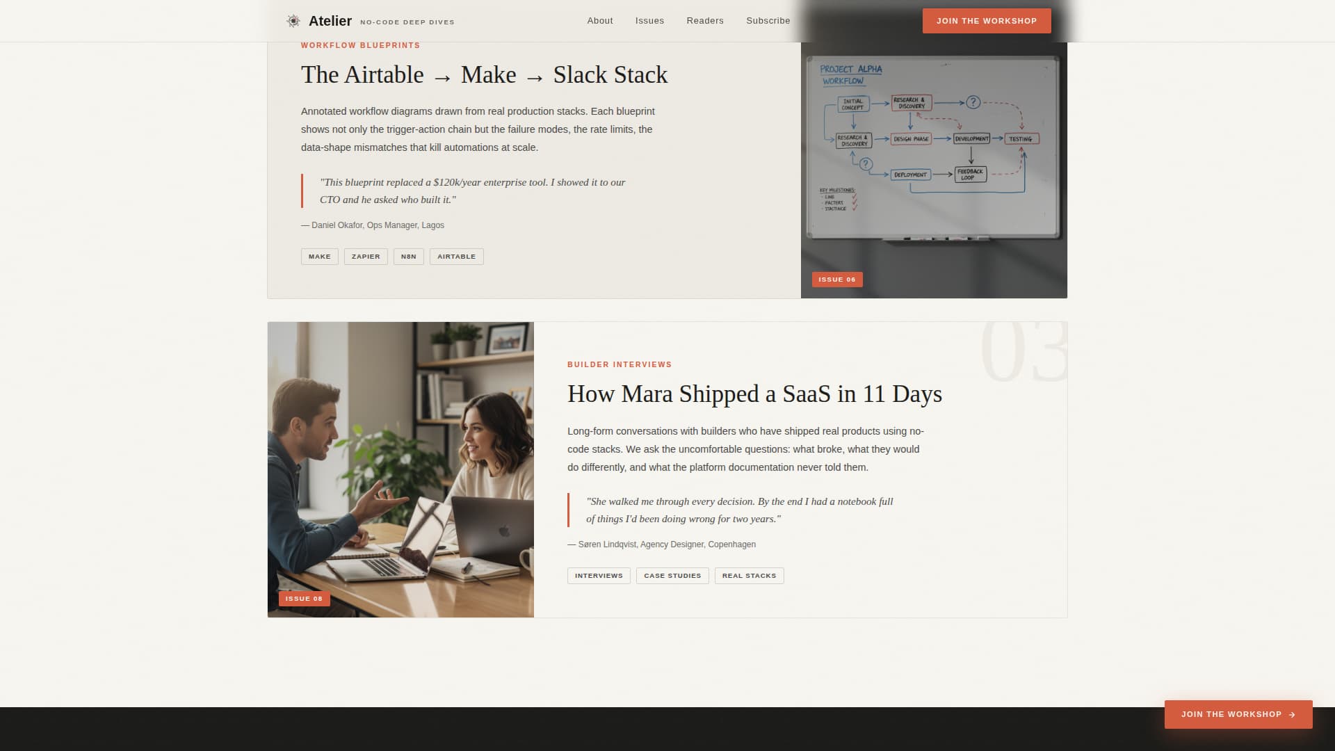 Atelier - Mindful No-Code Landing Page Template