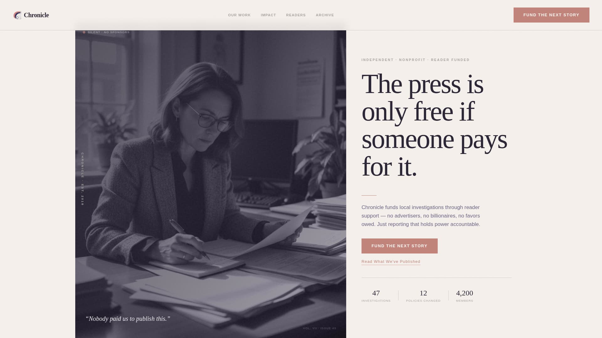 Chronicle - Trustworthy Newsroom Landing Page Template