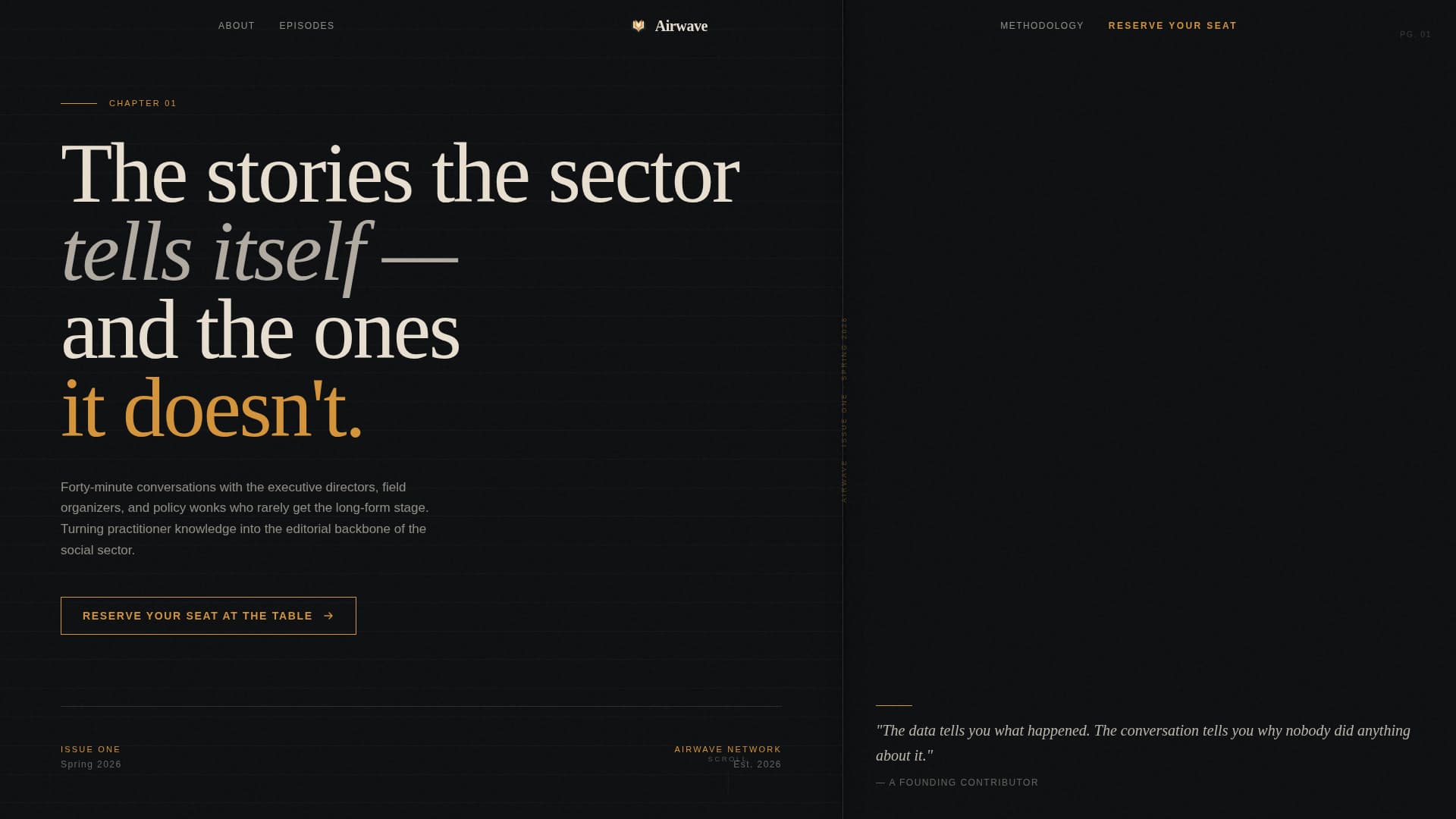 Airwave - Editorial Nonprofit Landing Page Template