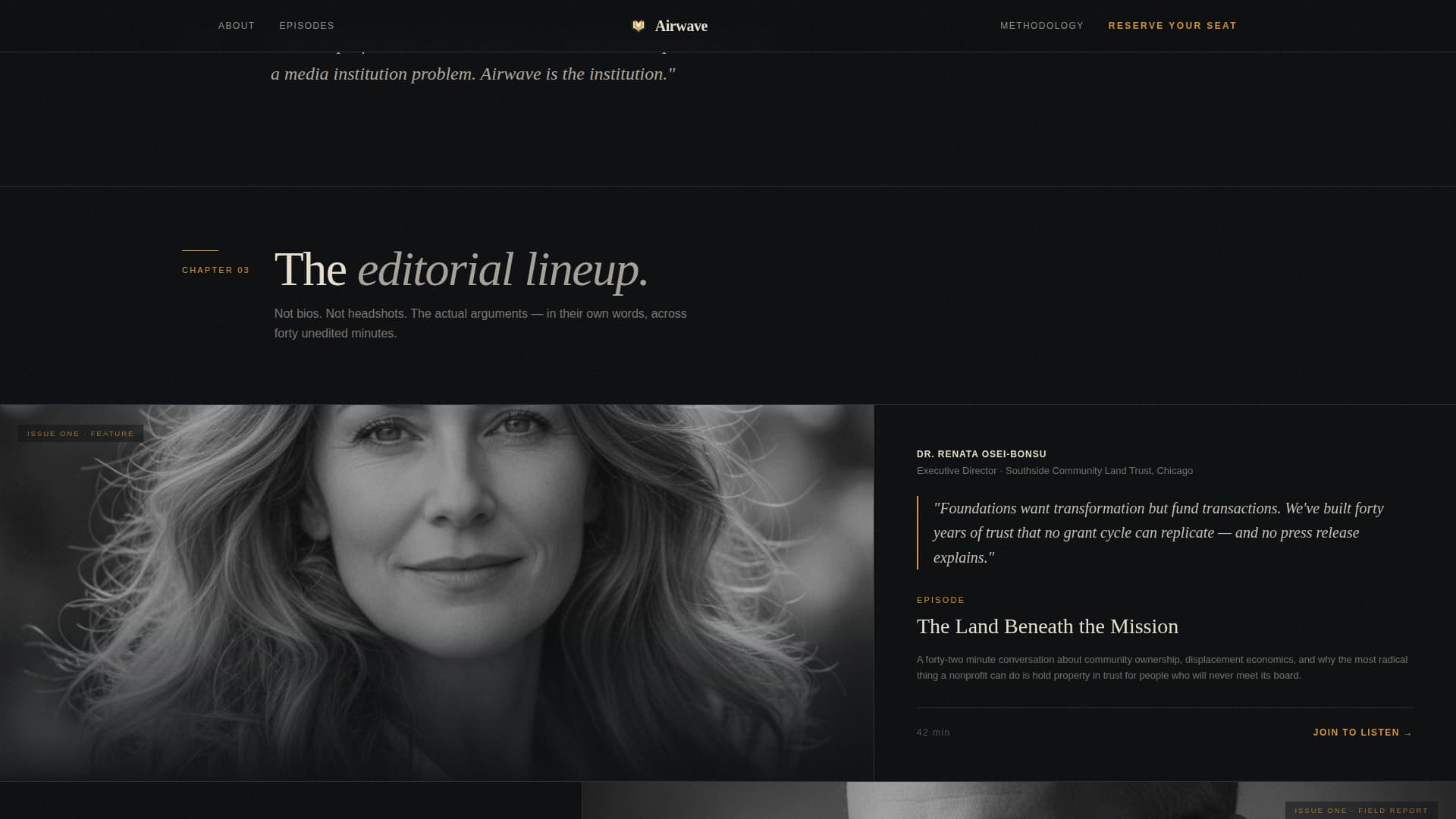Airwave - Editorial Nonprofit Landing Page Template