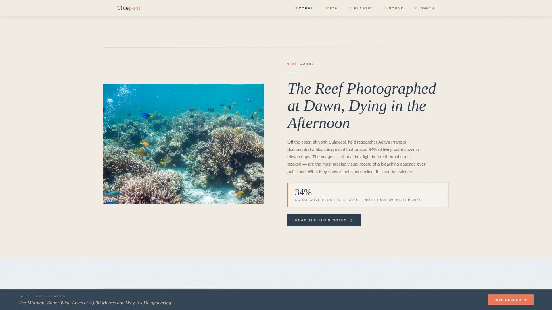 Tidepool - Immersive Conservation Landing Page Template
