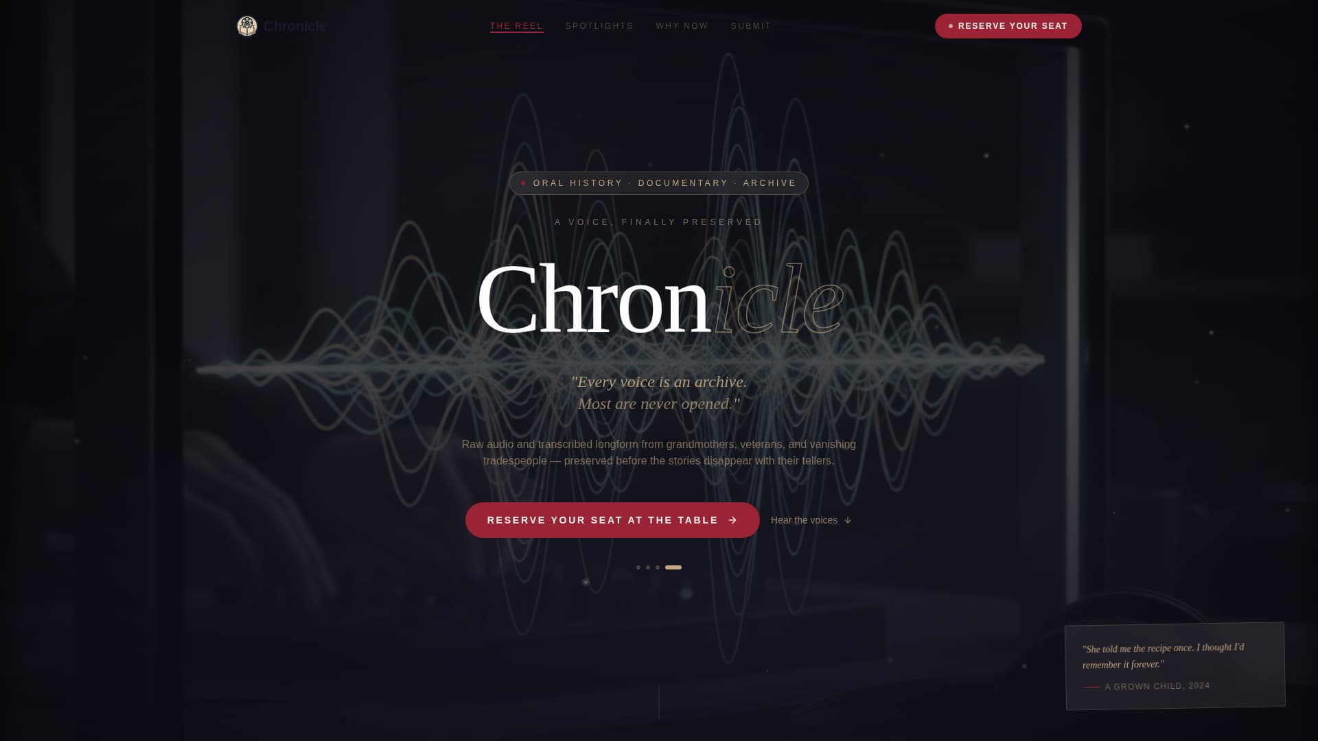 Chronicle - Timeless Oralhistory Landing Page Template