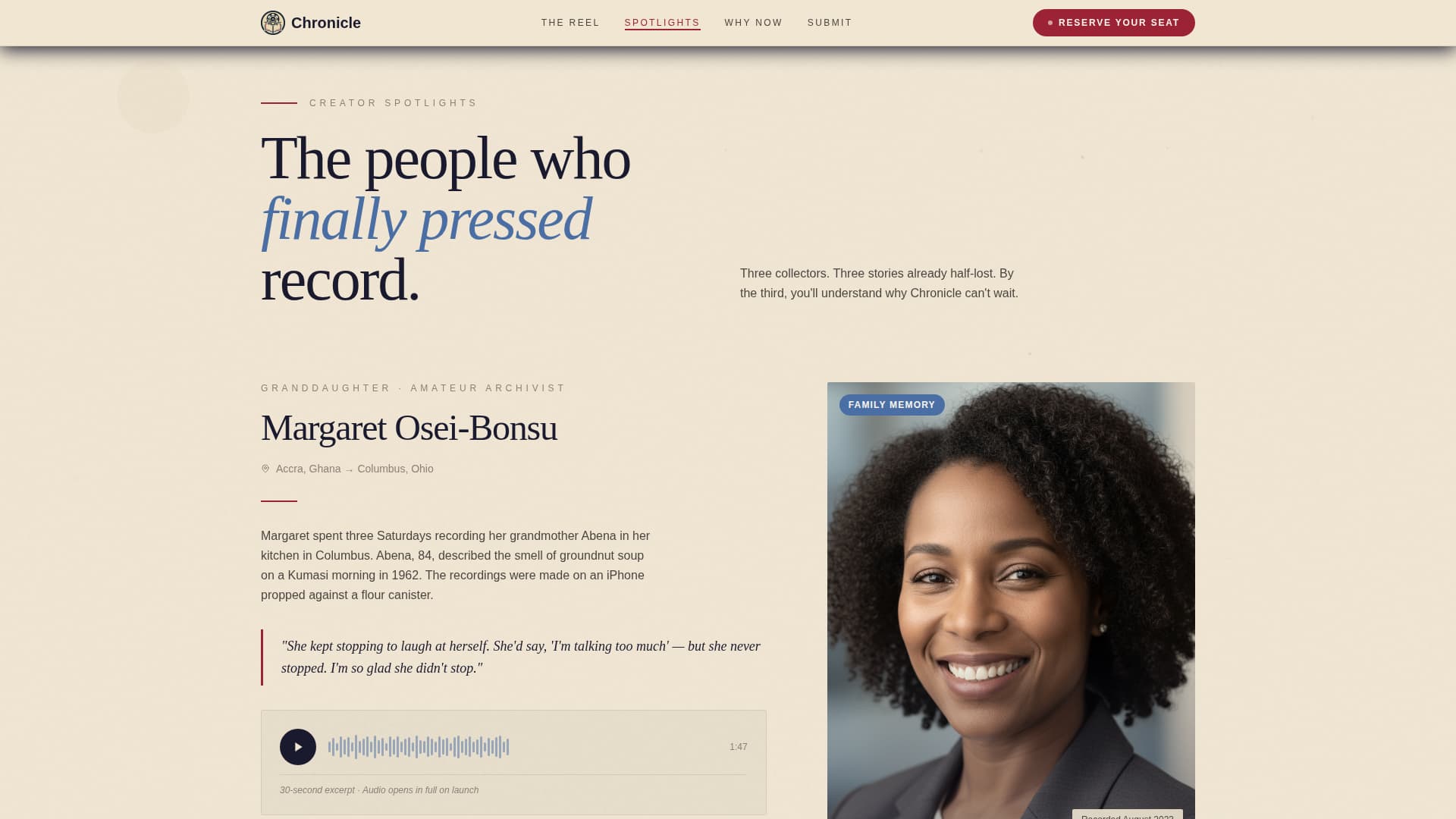 Chronicle - Timeless Oralhistory Landing Page Template